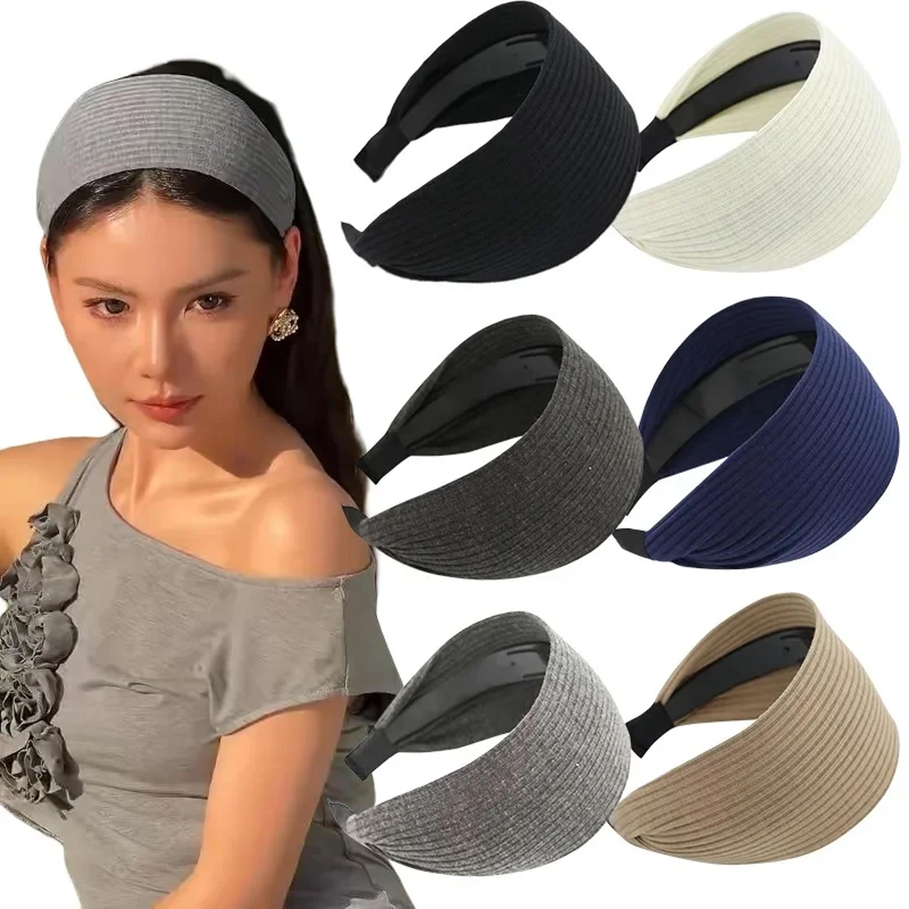 soft wide cotton knitted hairband for women non slip korean turban style headband