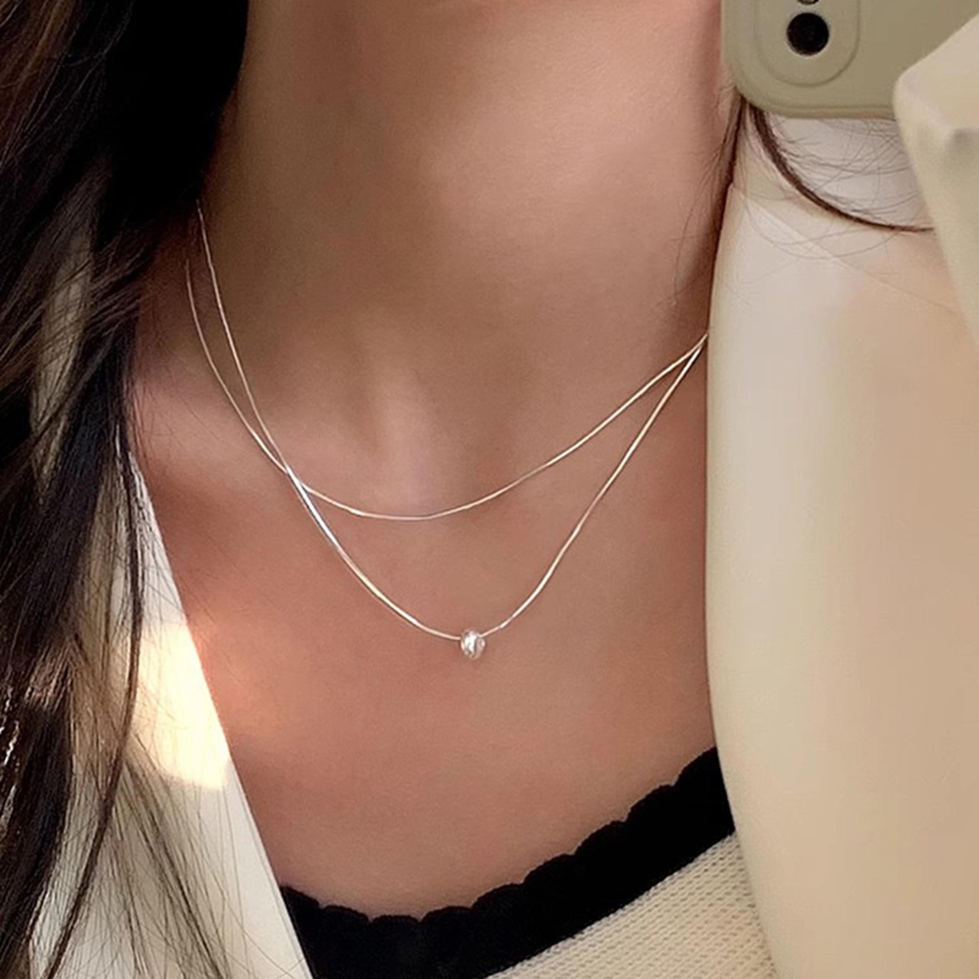 sterling silver geometric pendant choker necklace for women minimalist birthday gift jewelry
