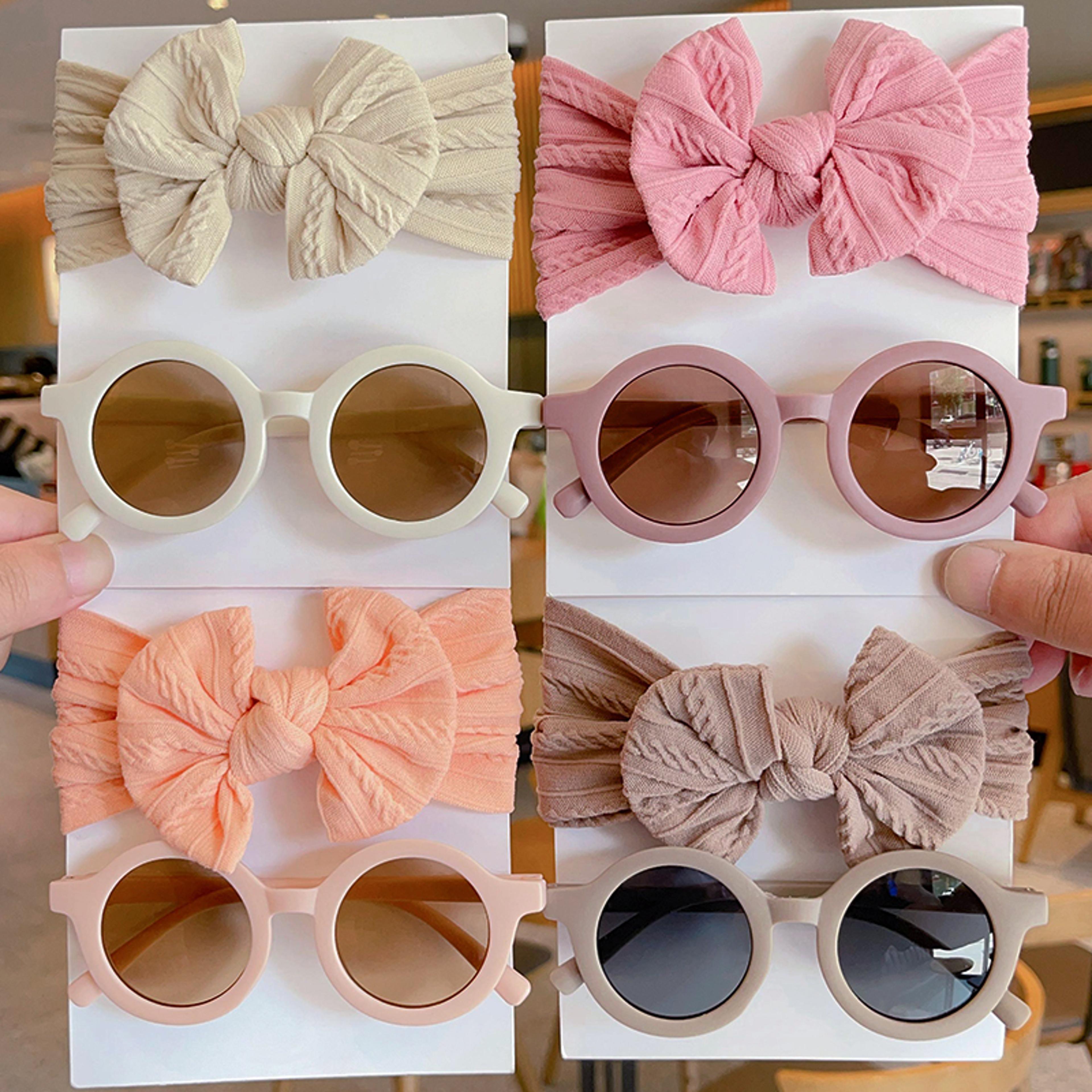baby girl bow headband & round sunglasses set cute toddler fashion accessory kit