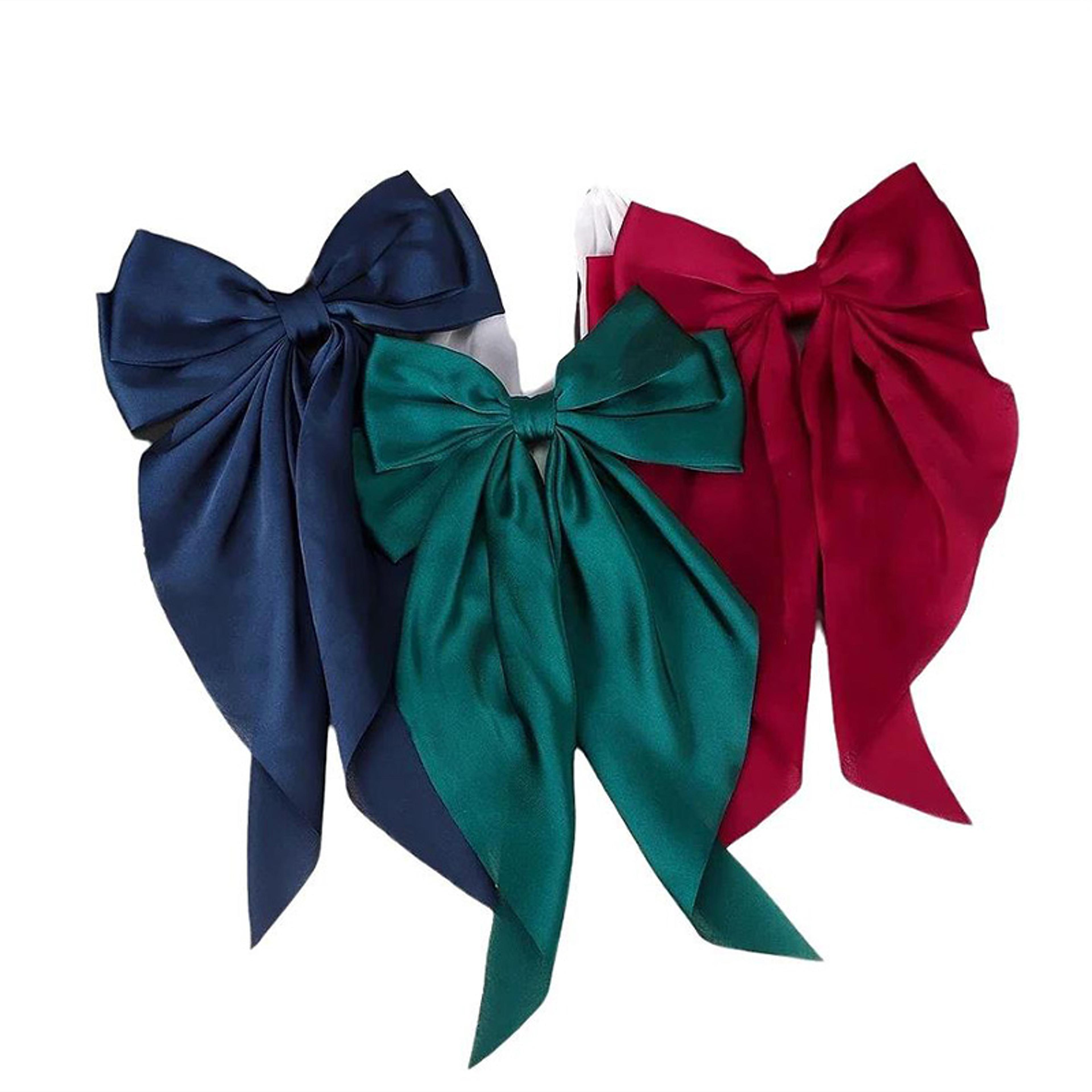 luxe satin bow hair clip elegant large ribbon barrette for women & girls