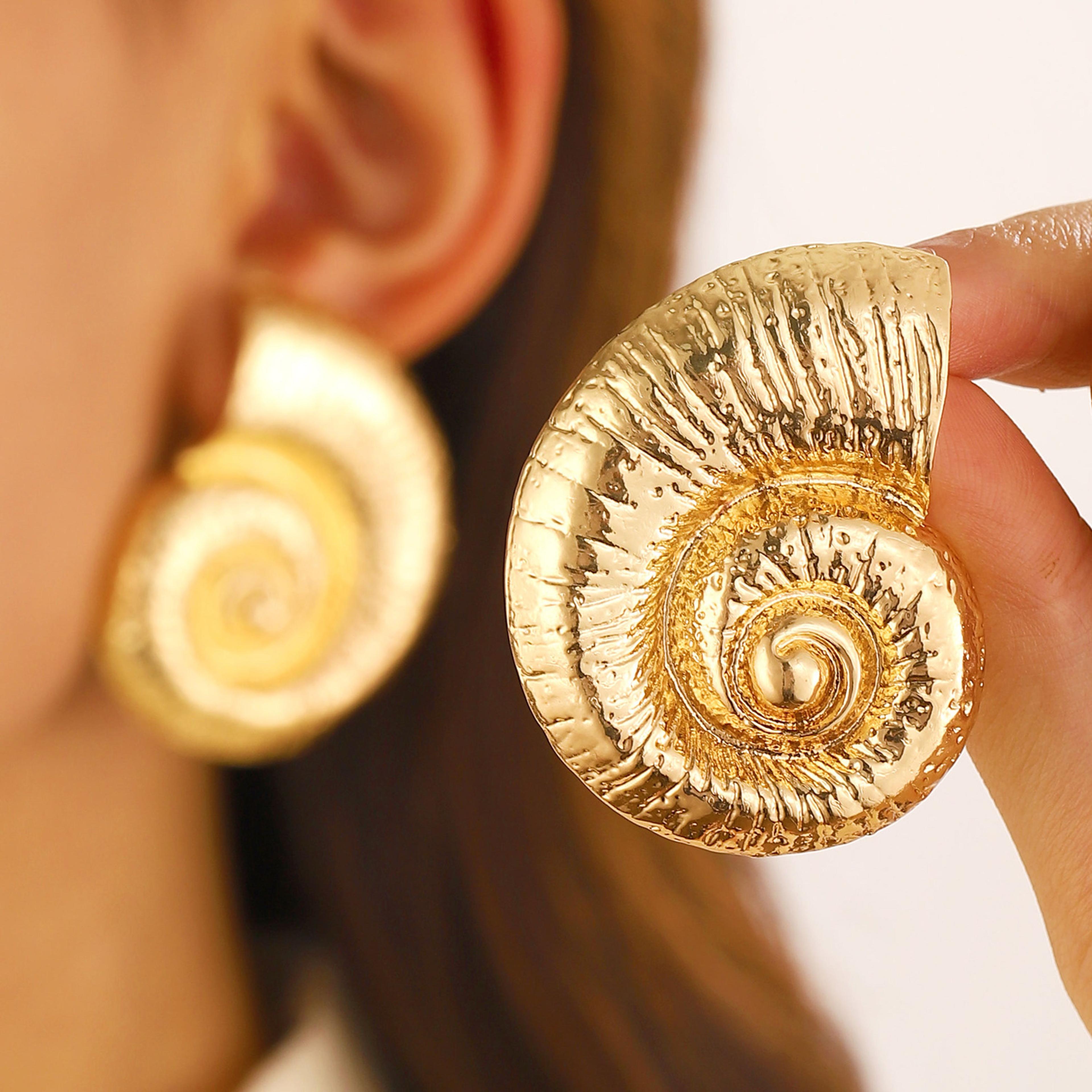ocean conch shell stud earrings for women boho beach party summer jewelry