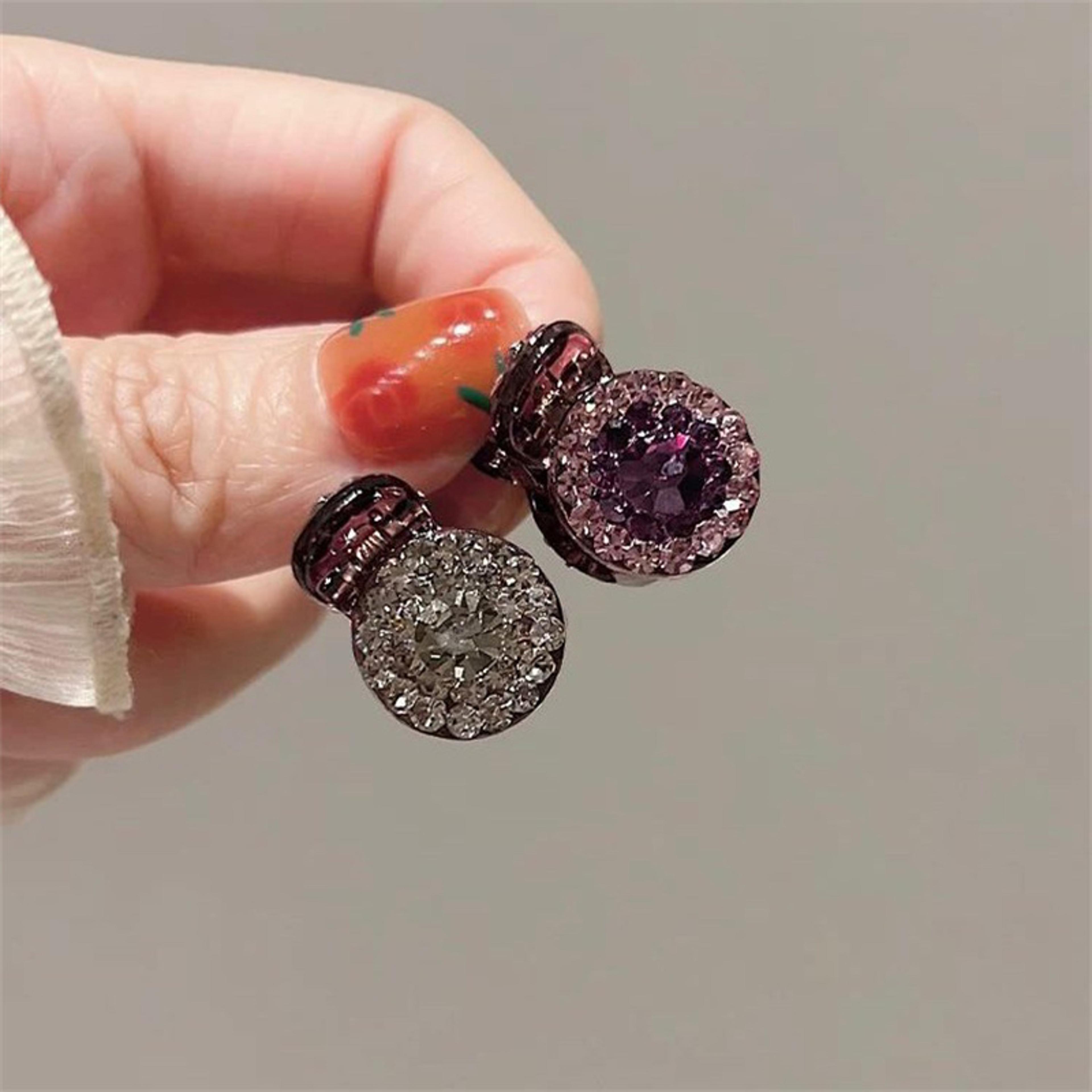 sparkle grip mini rhinestone hair claw clips for bangs & styling