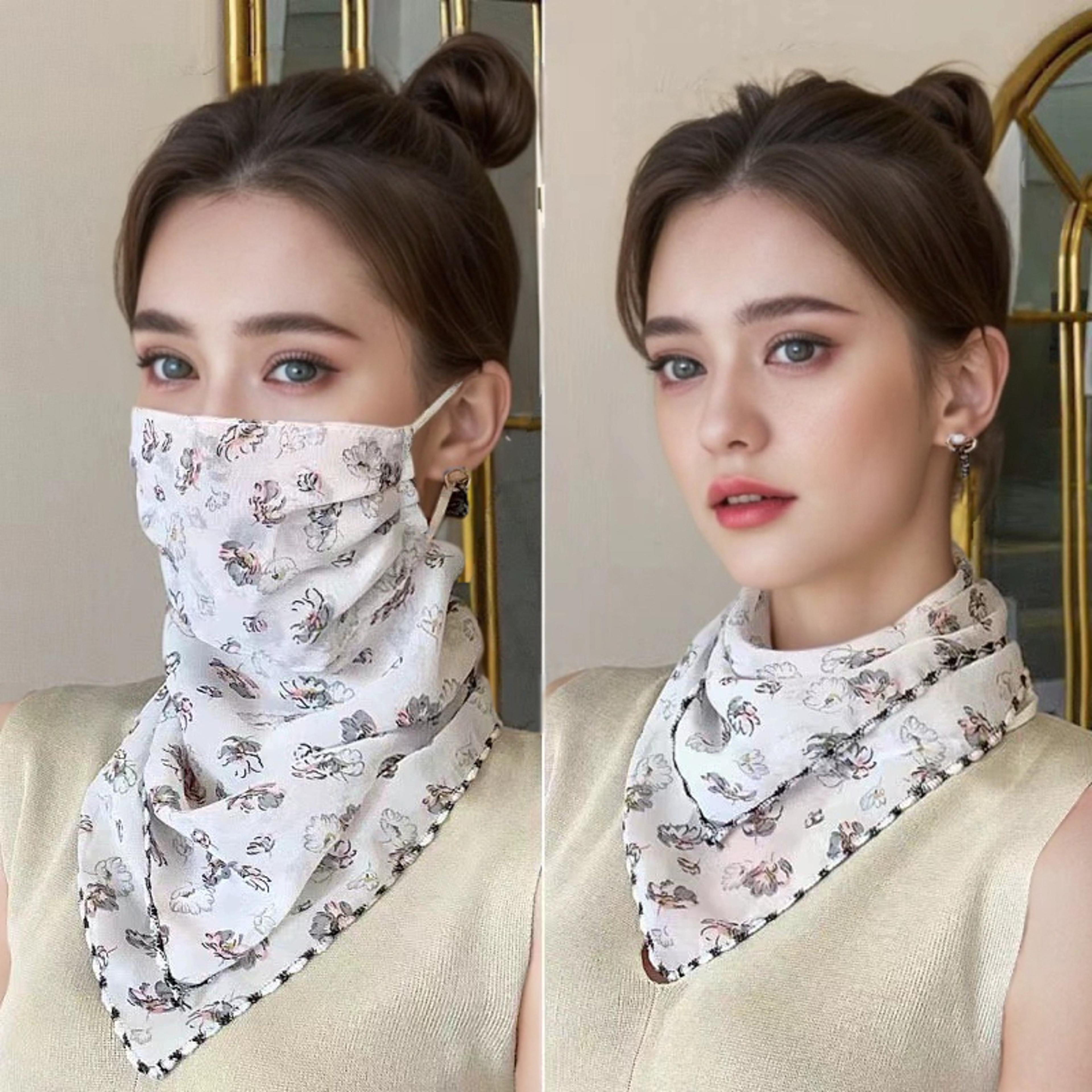 floral uv protection face scarf for women ice silk neck gaiter & sun shield