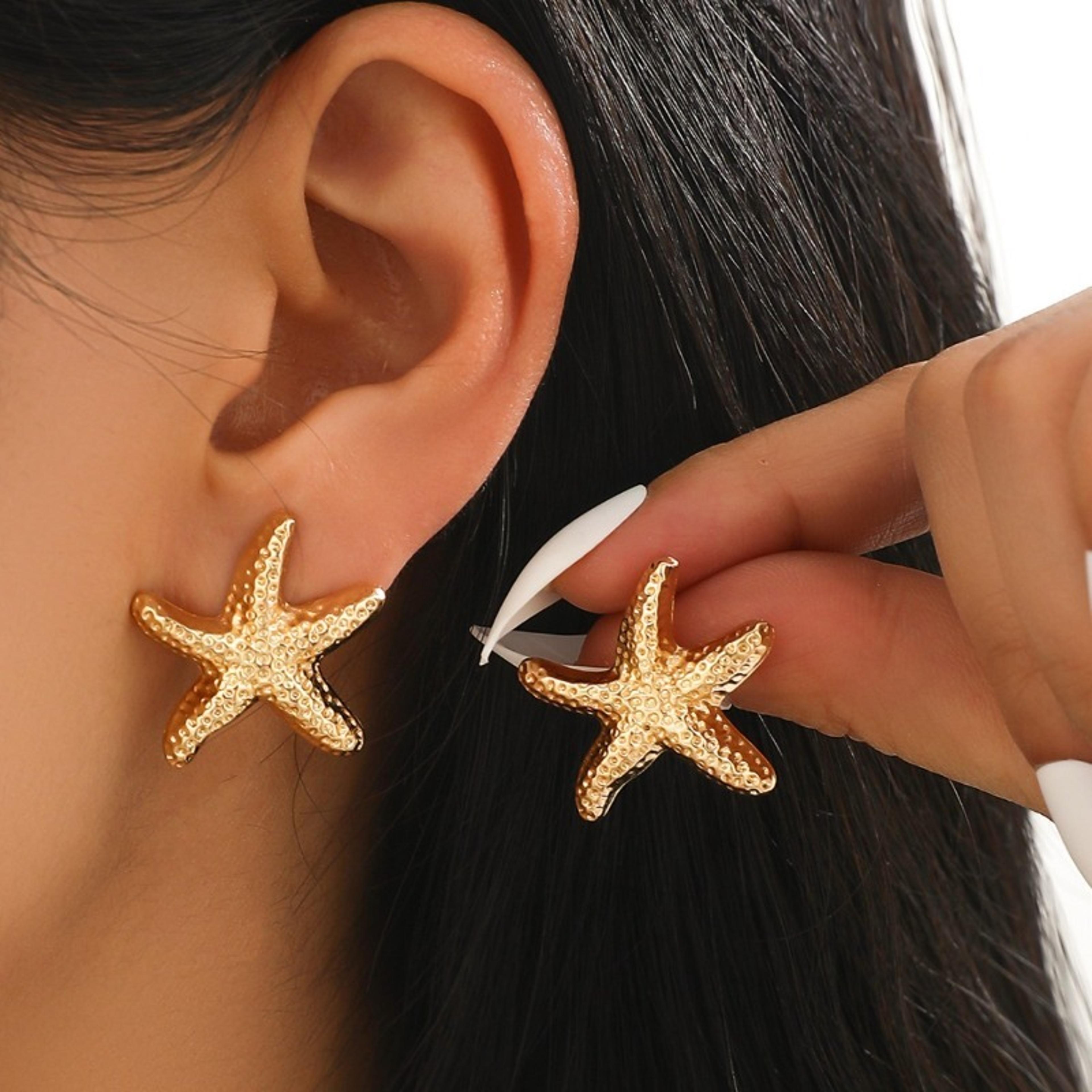 coastal starfish drop earrings for women beach vacation statement jewelry