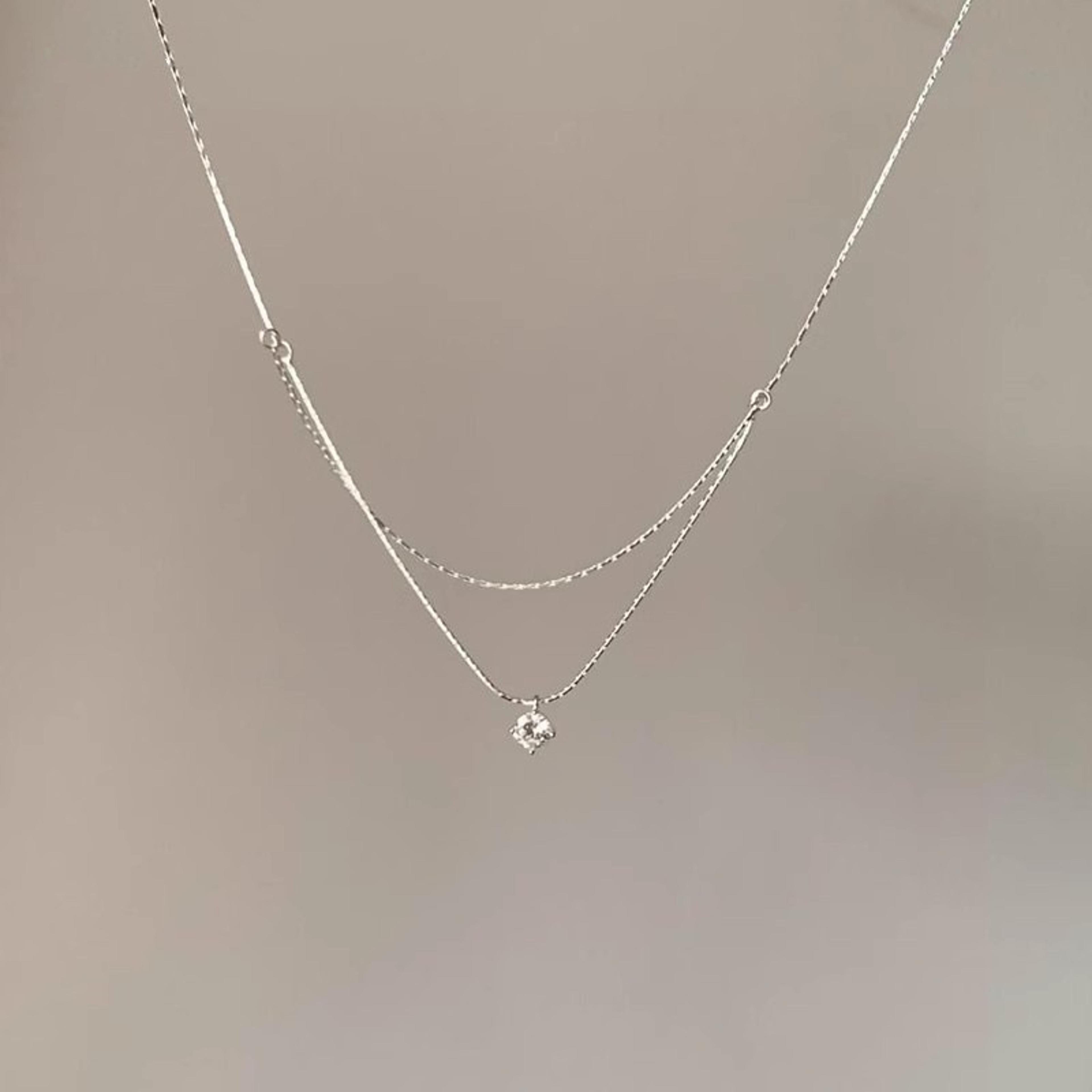 sterling silver layered choker necklace for women dainty double chain pendant jewelry gift