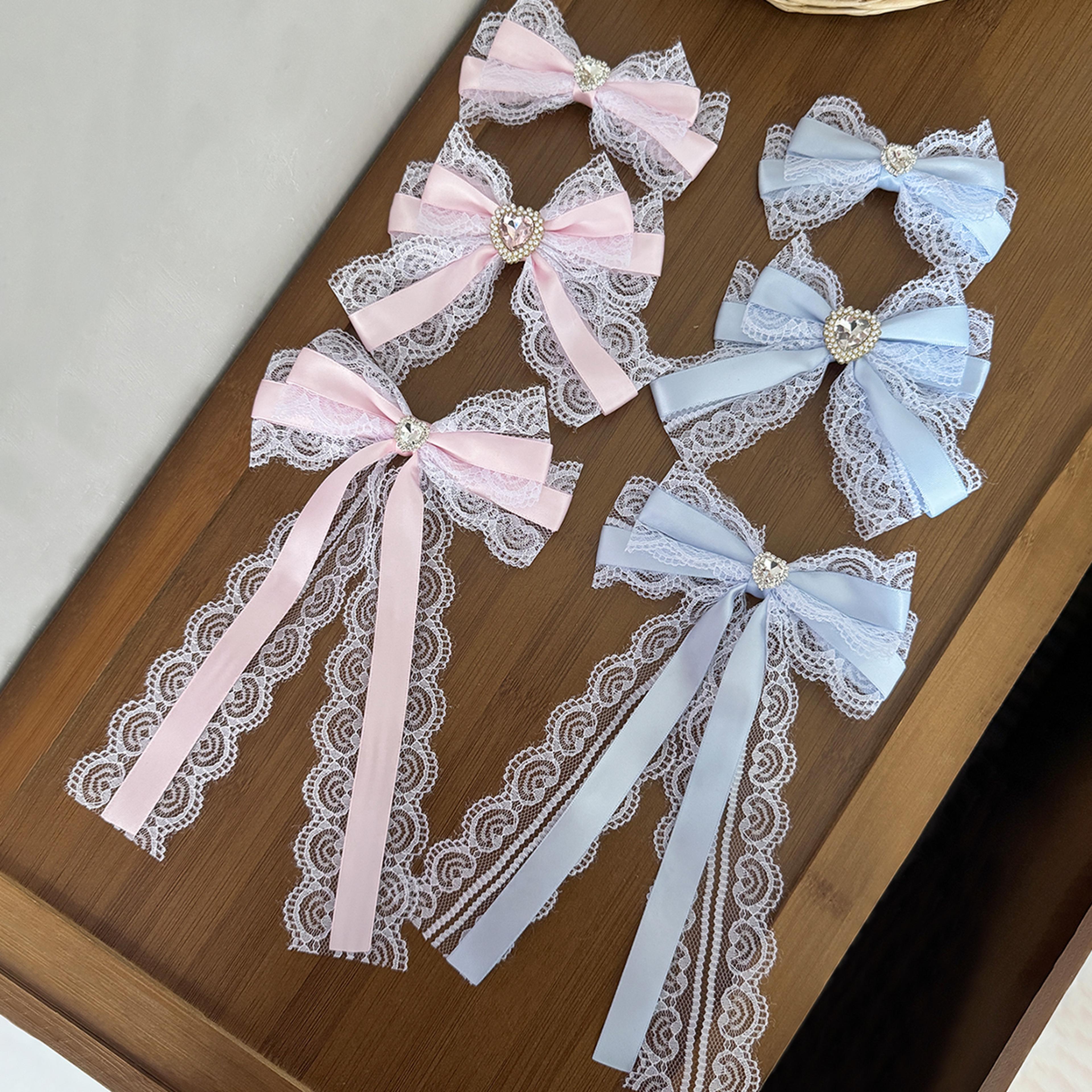 elegant heart rhinestone lace bow hair clip for women party and bridal styling