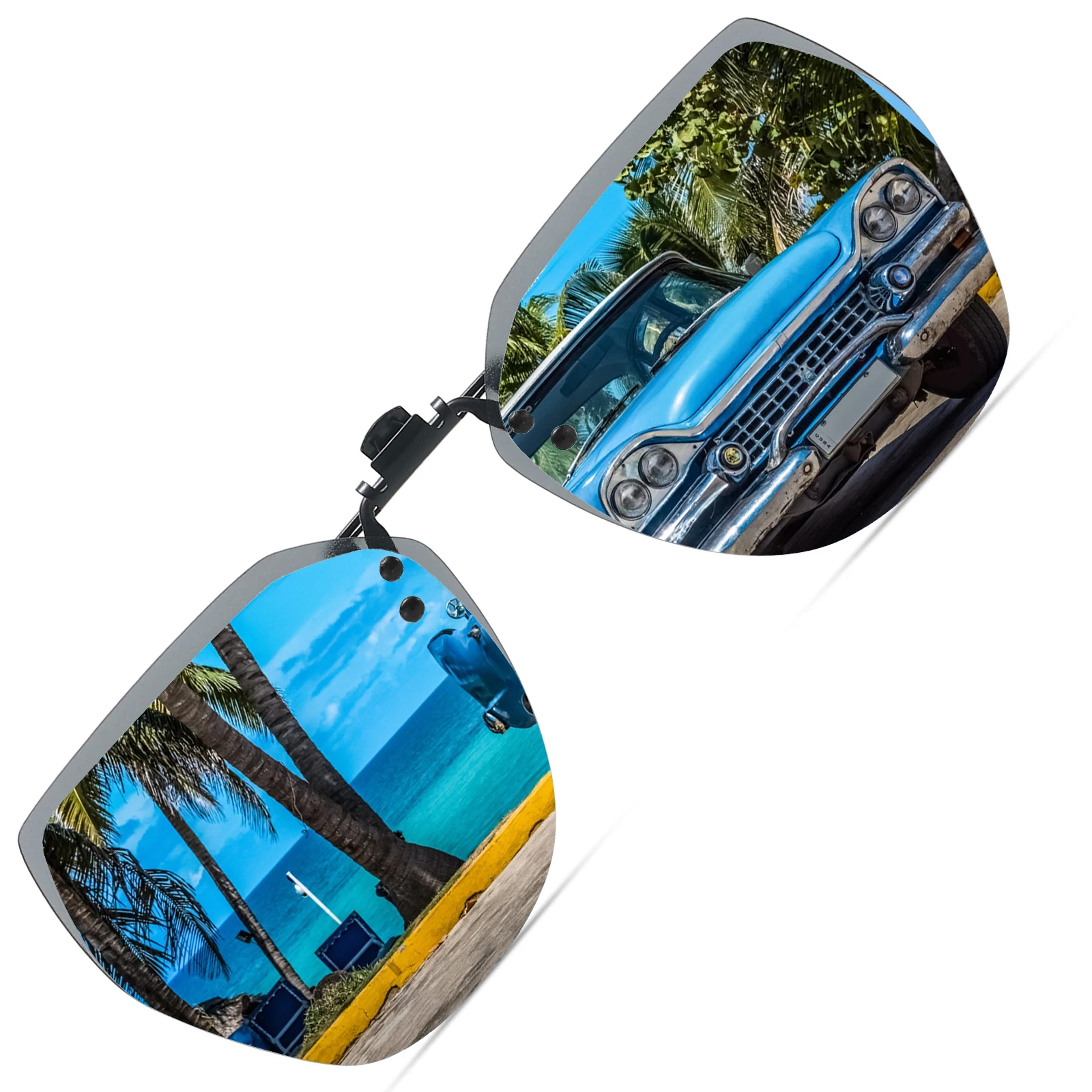 flip up polarized clip on sunglasses for prescription glasses uv outdoor lens