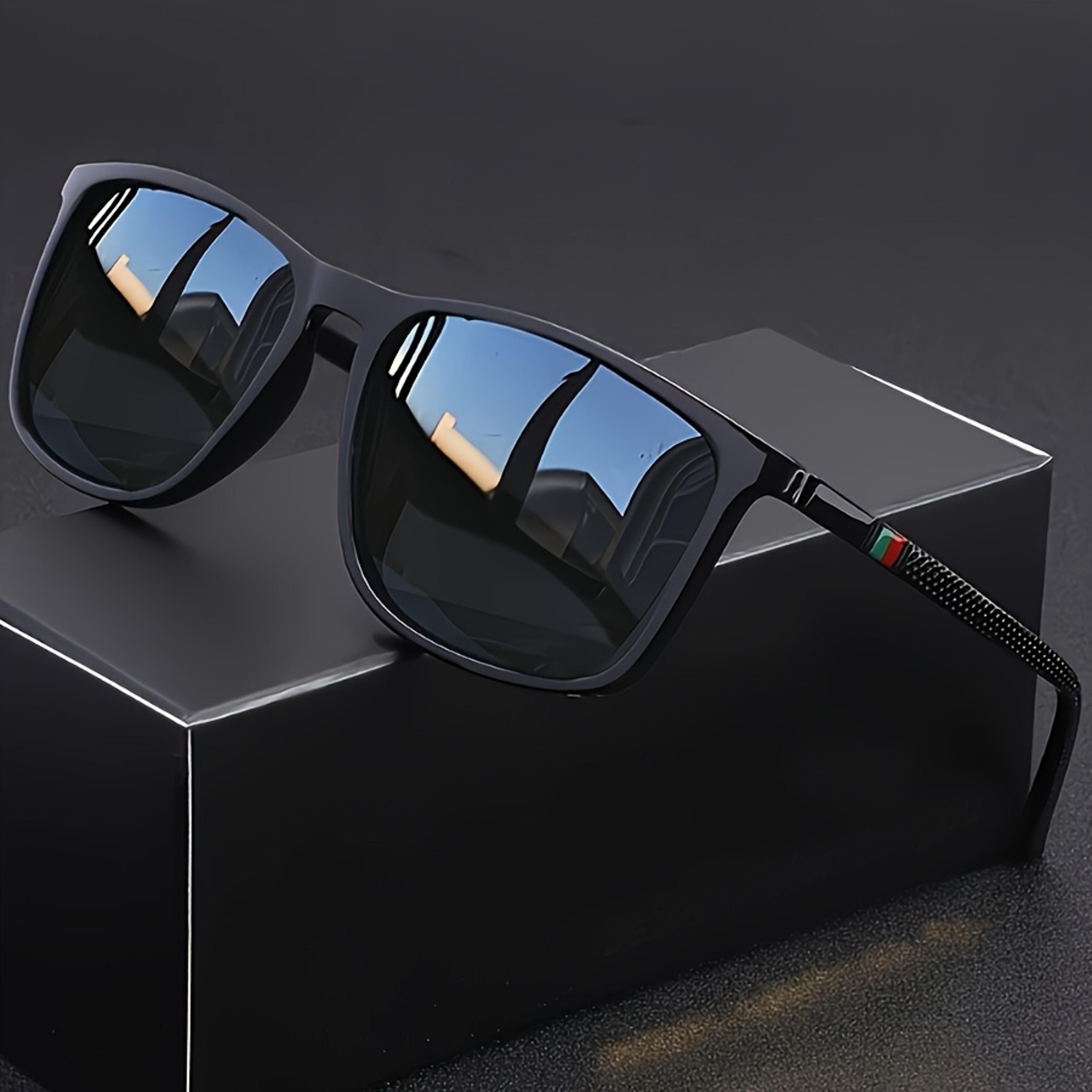 classic men's square sunglasses lightweight black frame uv protection eyewear for travel & everyday style