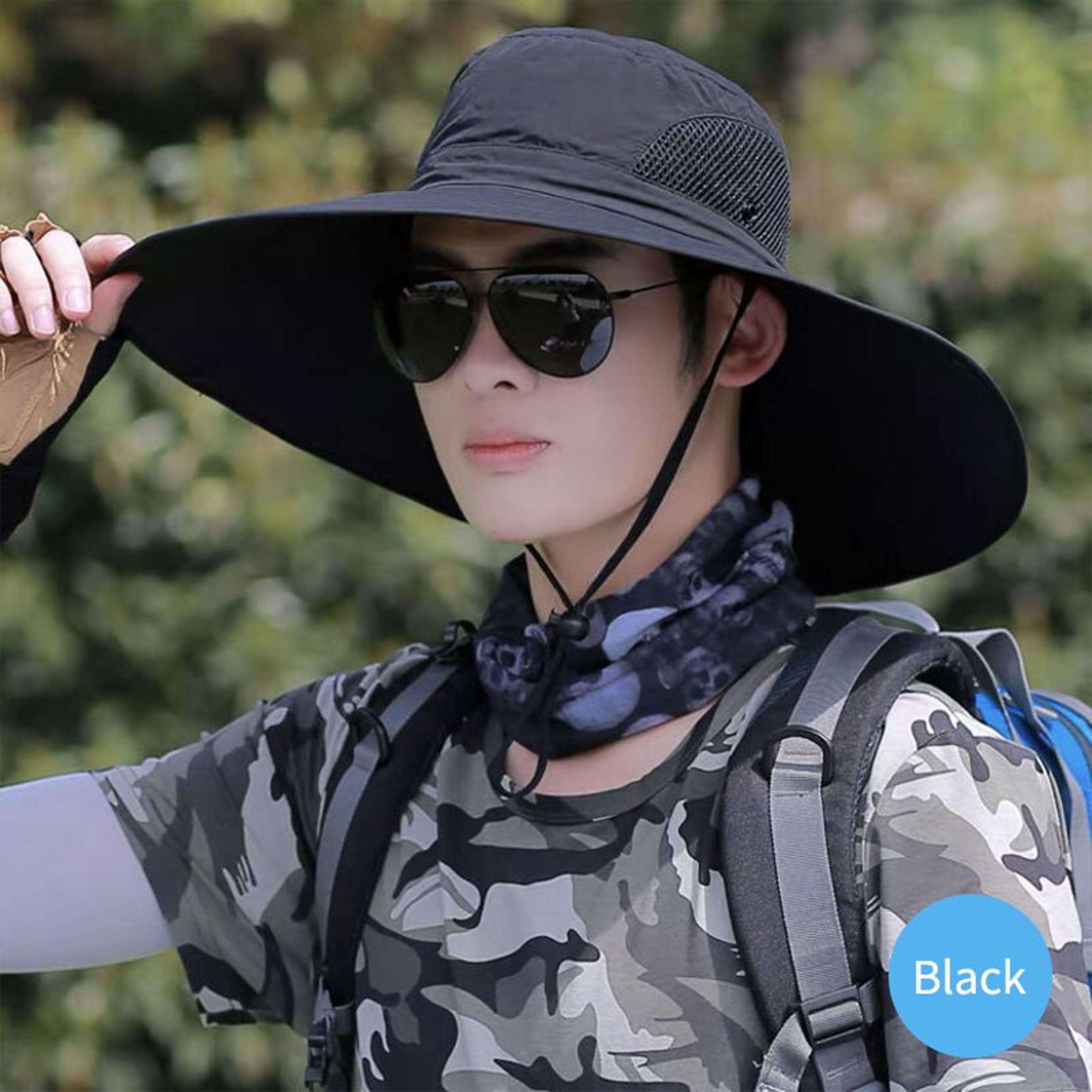 wide brim sun hat with uv protection breathable mesh foldable fishing & hiking cap