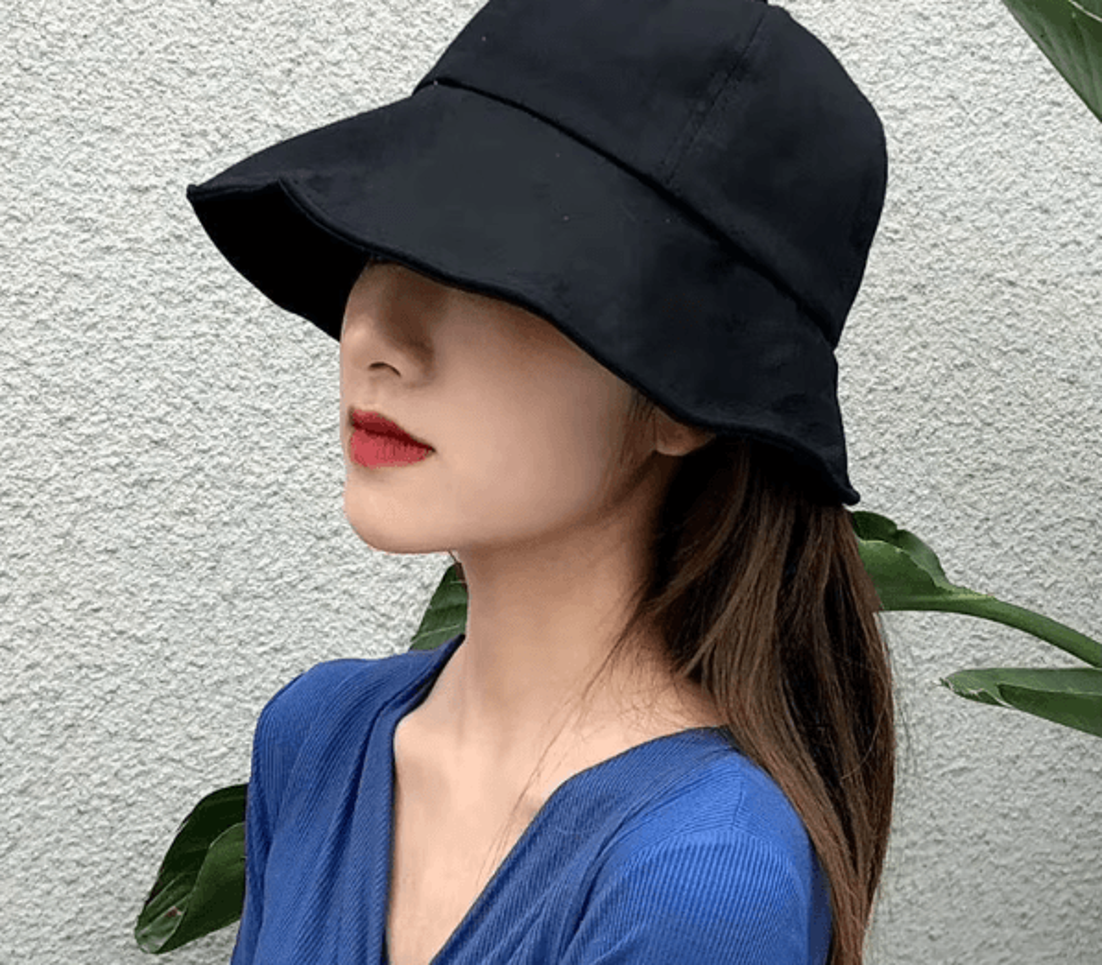womens wide brim sun hat with ponytail opening uv protection bucket hat
