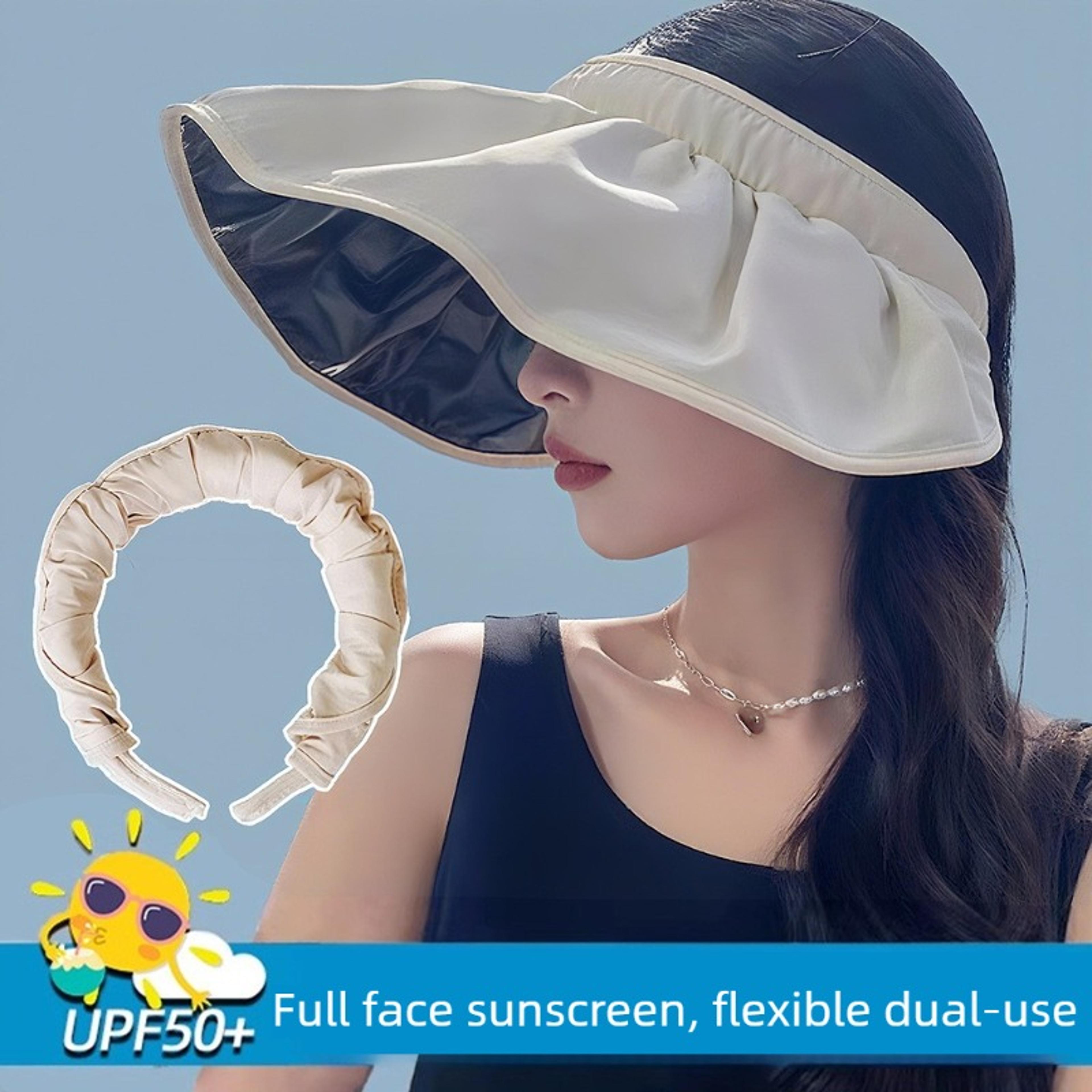 foldable sun visor hat with full face shield for women uv protection hat for beach & hiking
