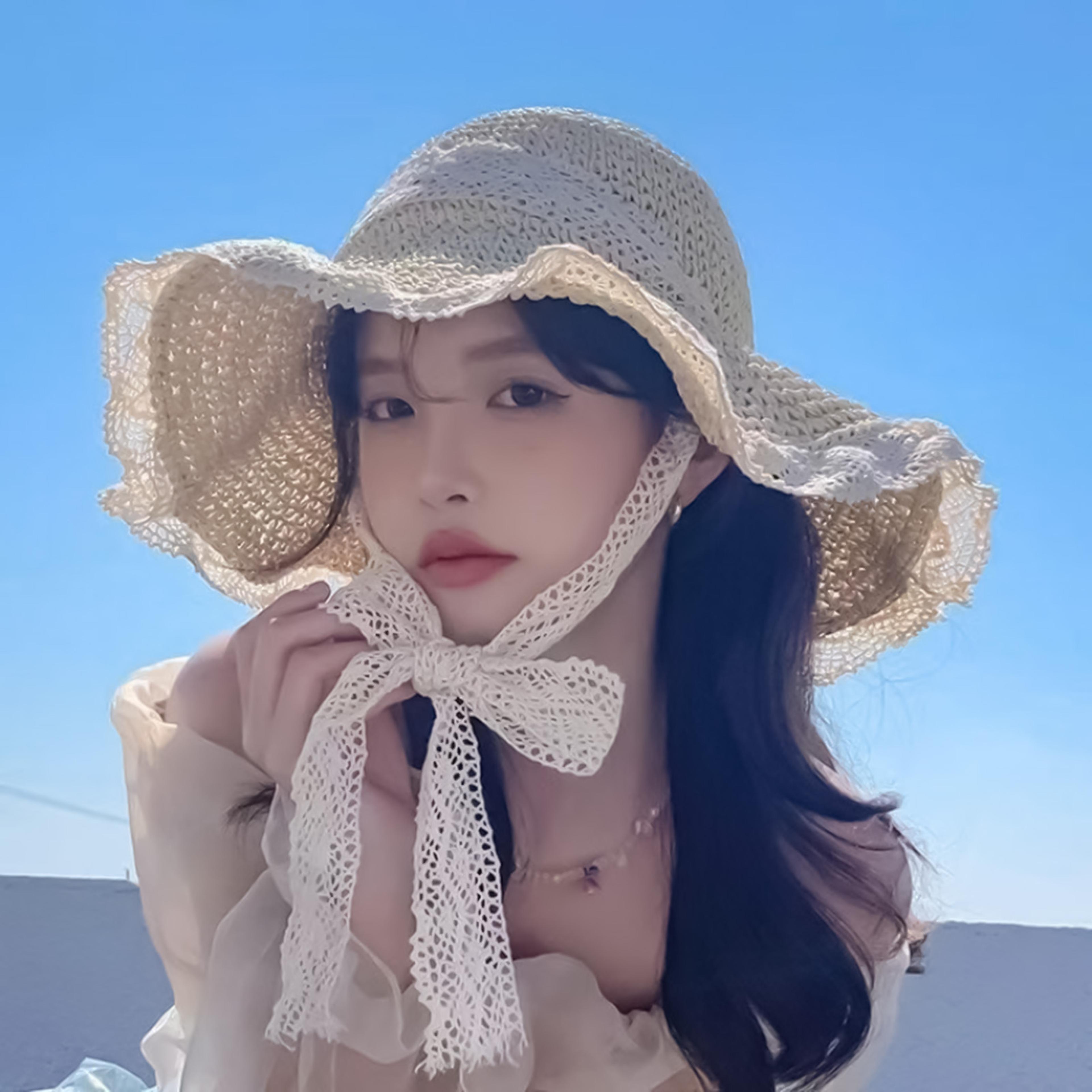 womens sun hat wide brim straw hat foldable beach hat for travel, vacation & outdoor summer protection