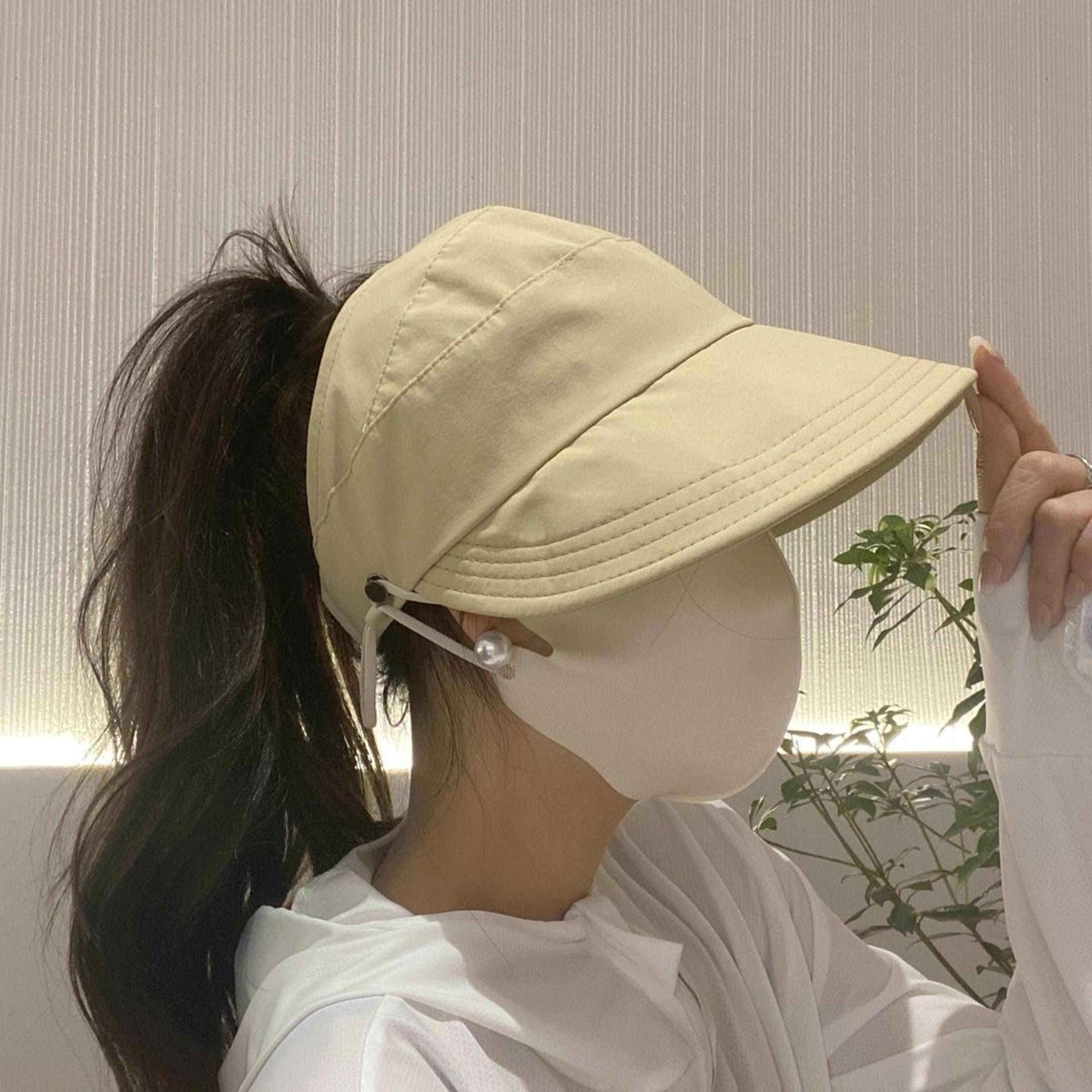 wide brim foldable sun hat for women with ponytail opening & breathable mesh
