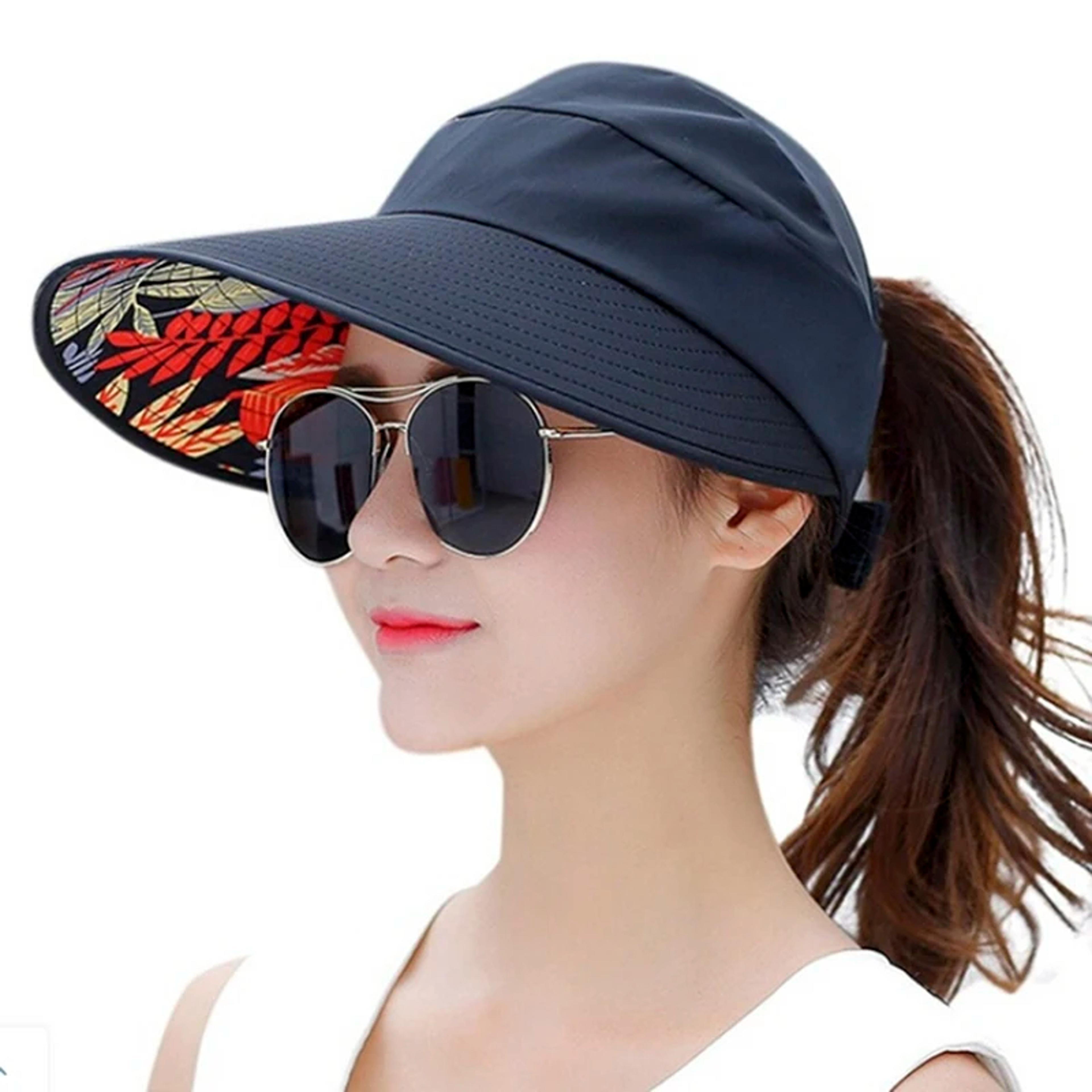 foldable wide brim sun hat for women with uv protection beach visor cap