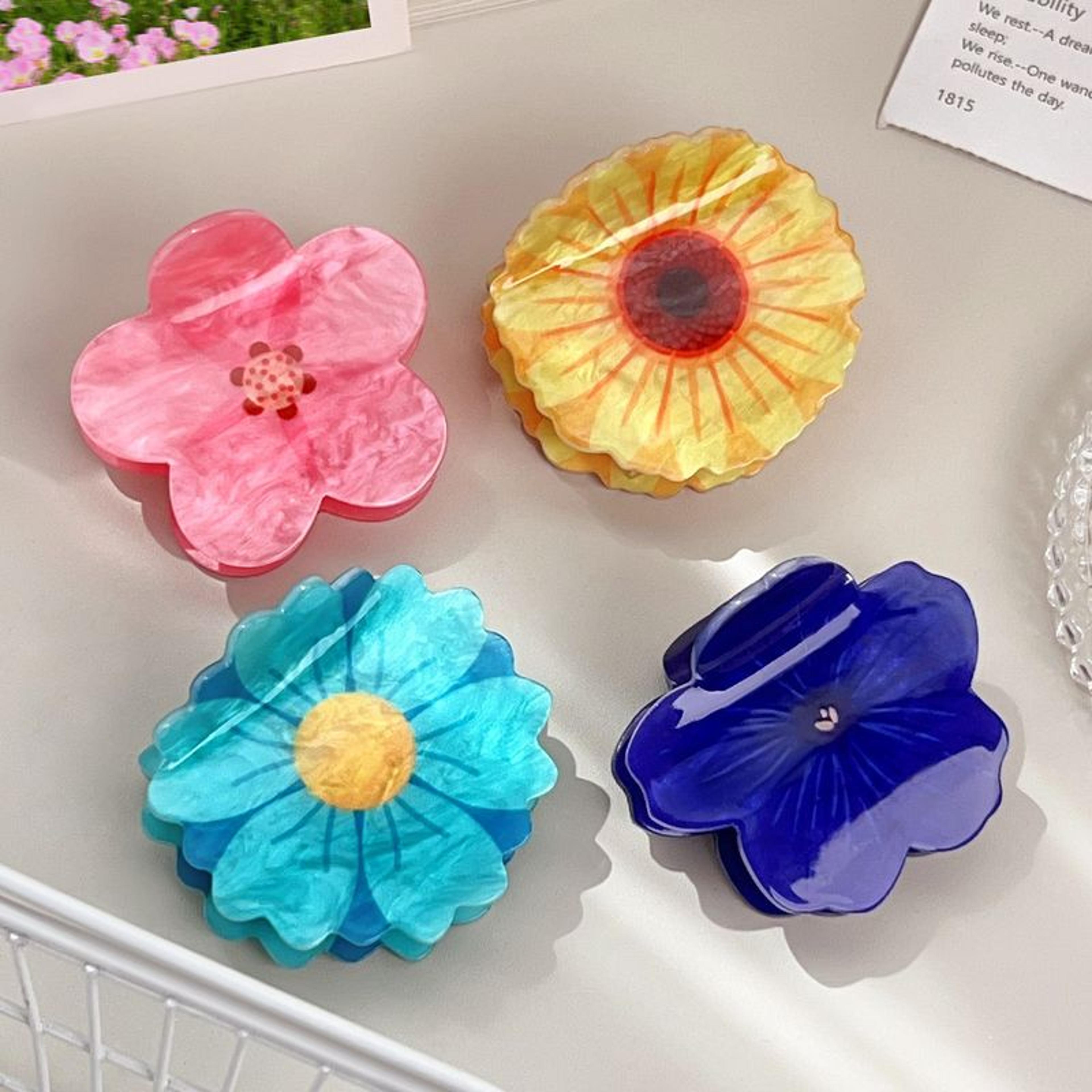 bloom charm flower hair clip floral shark hair clip for ponytails & half up hairstyles