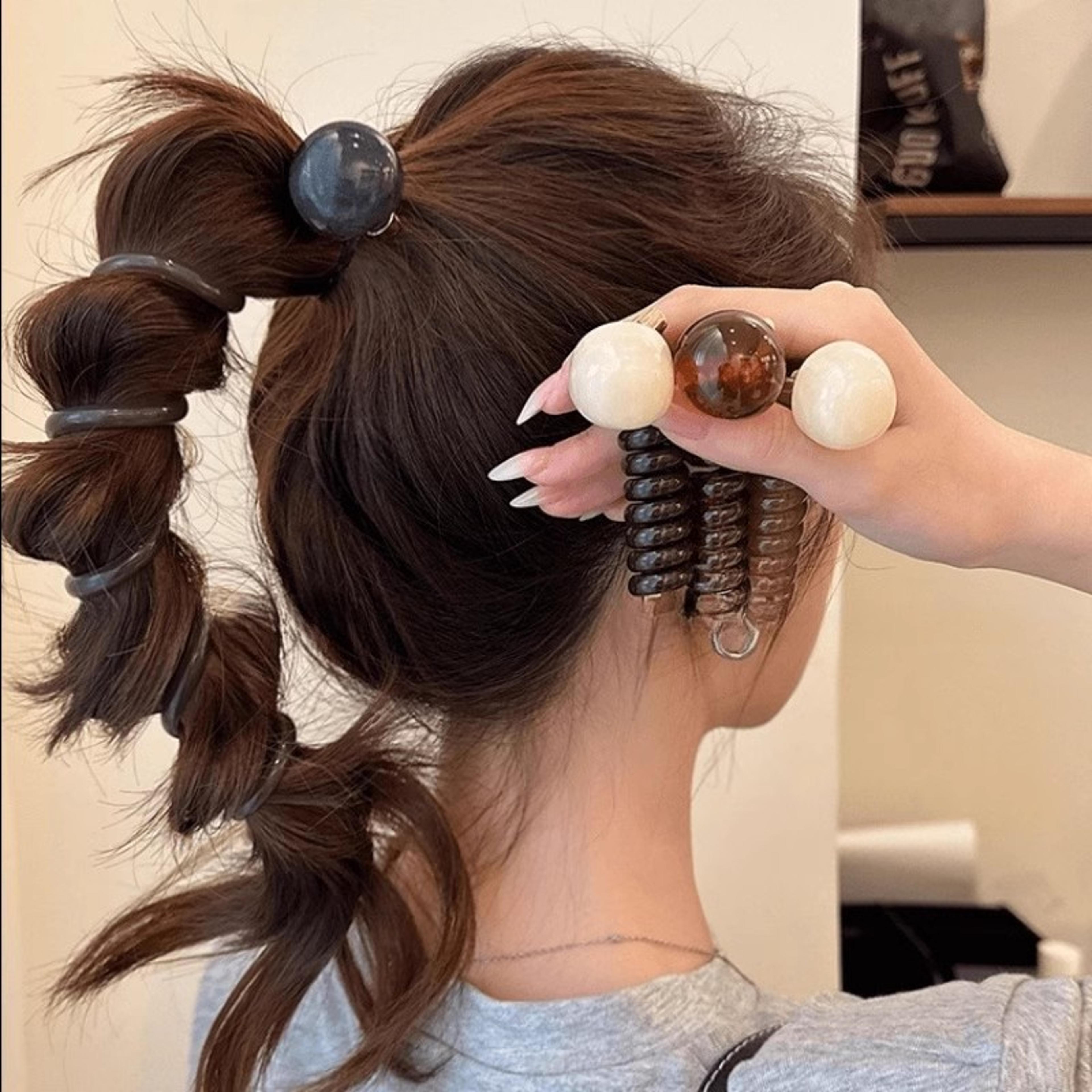 vintage heart ball hair tie elastic ponytail holder cute hair scrunchie for women & girls