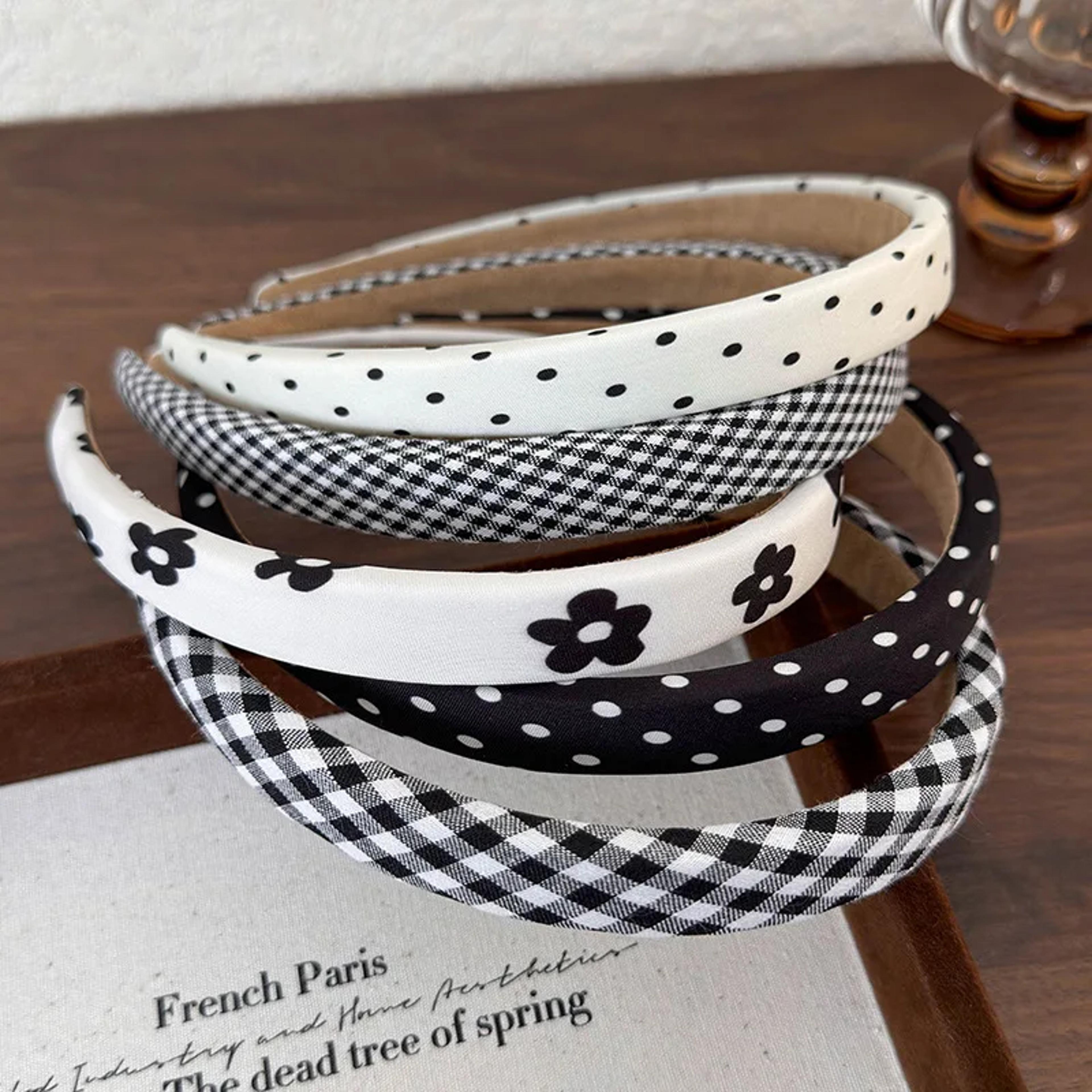 sweet polka dot headband for women floral fabric hair hoop fashion hair accessory