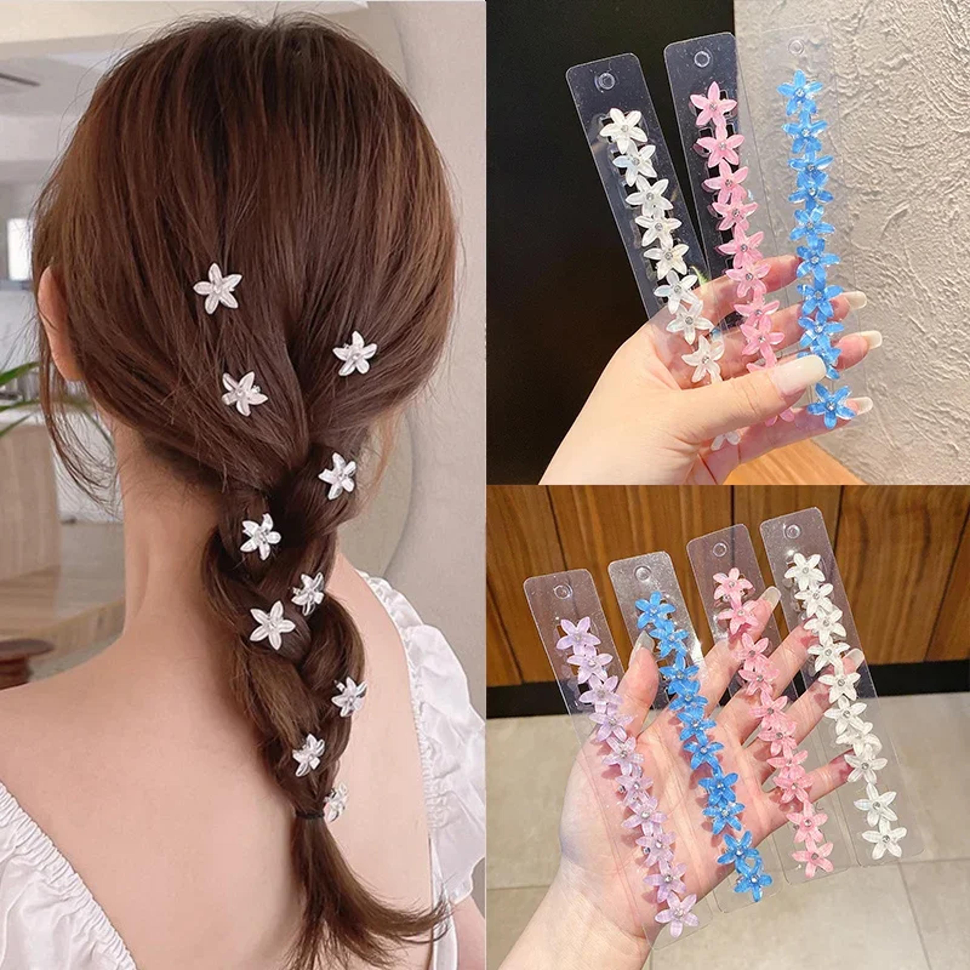 mini flower hair clips for girls cute braid hair accessories set