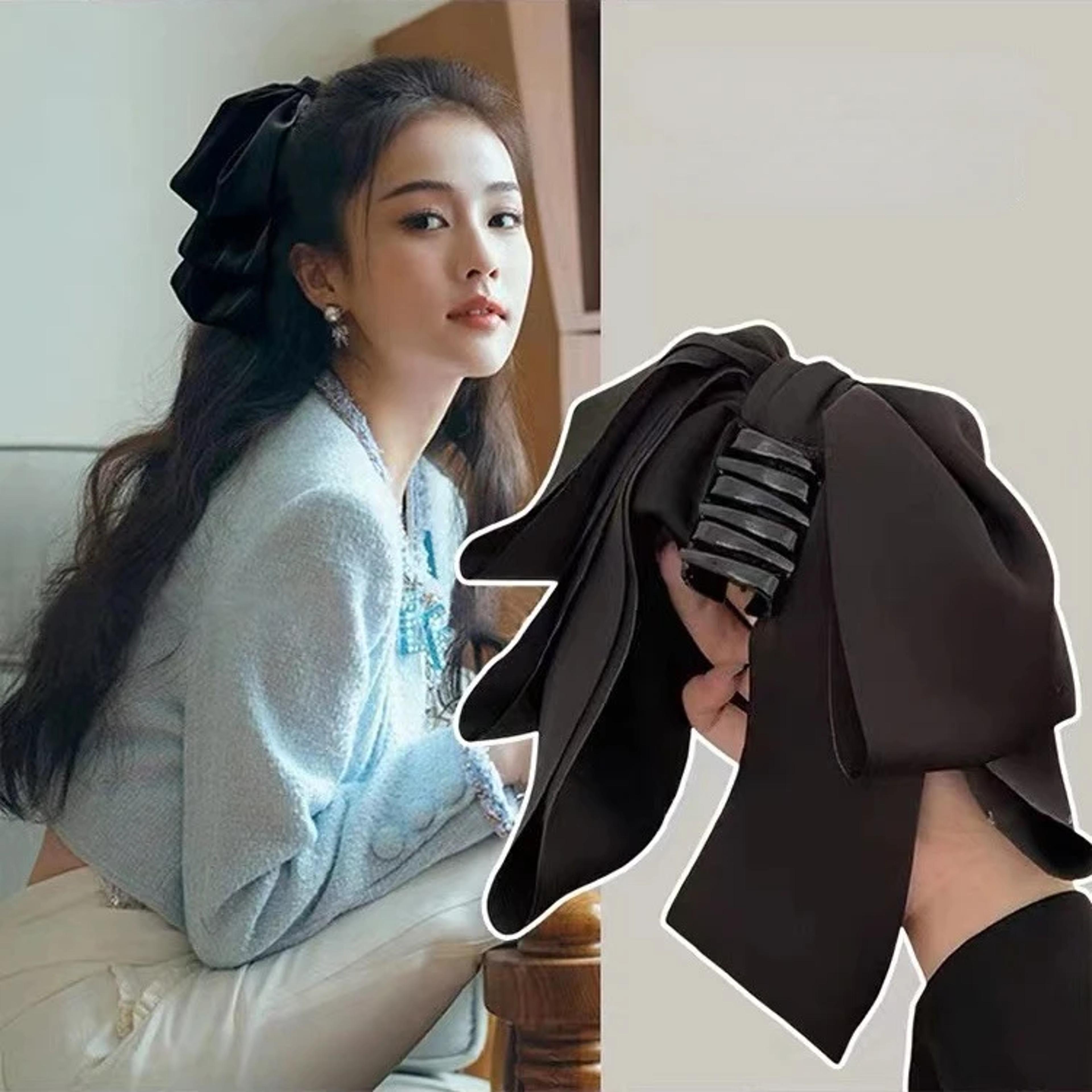 elegant bow hair clip large claw clamp for high ponytails & thick hair