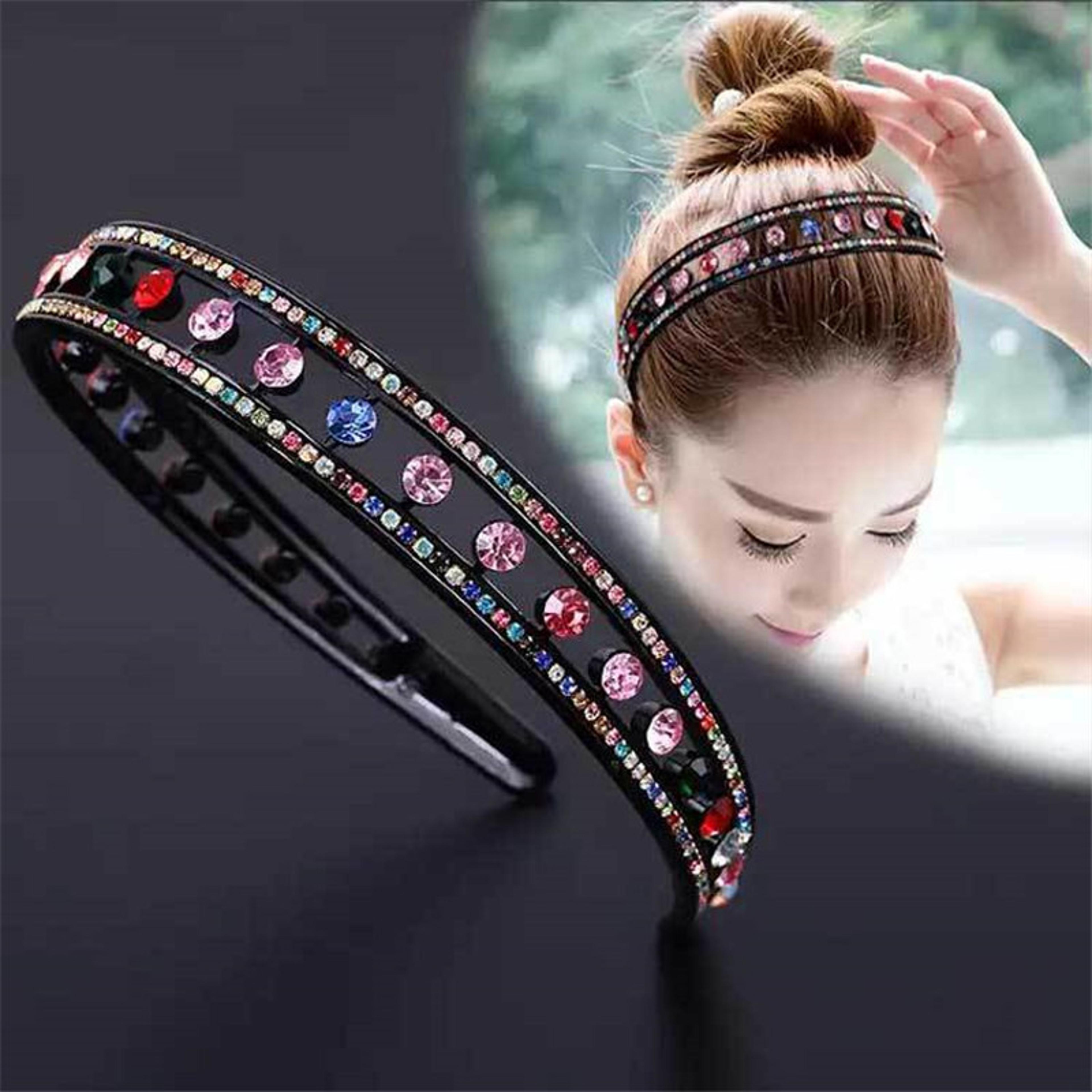 elegant rhinestone headband crystal flower non slip hair band for women & girls