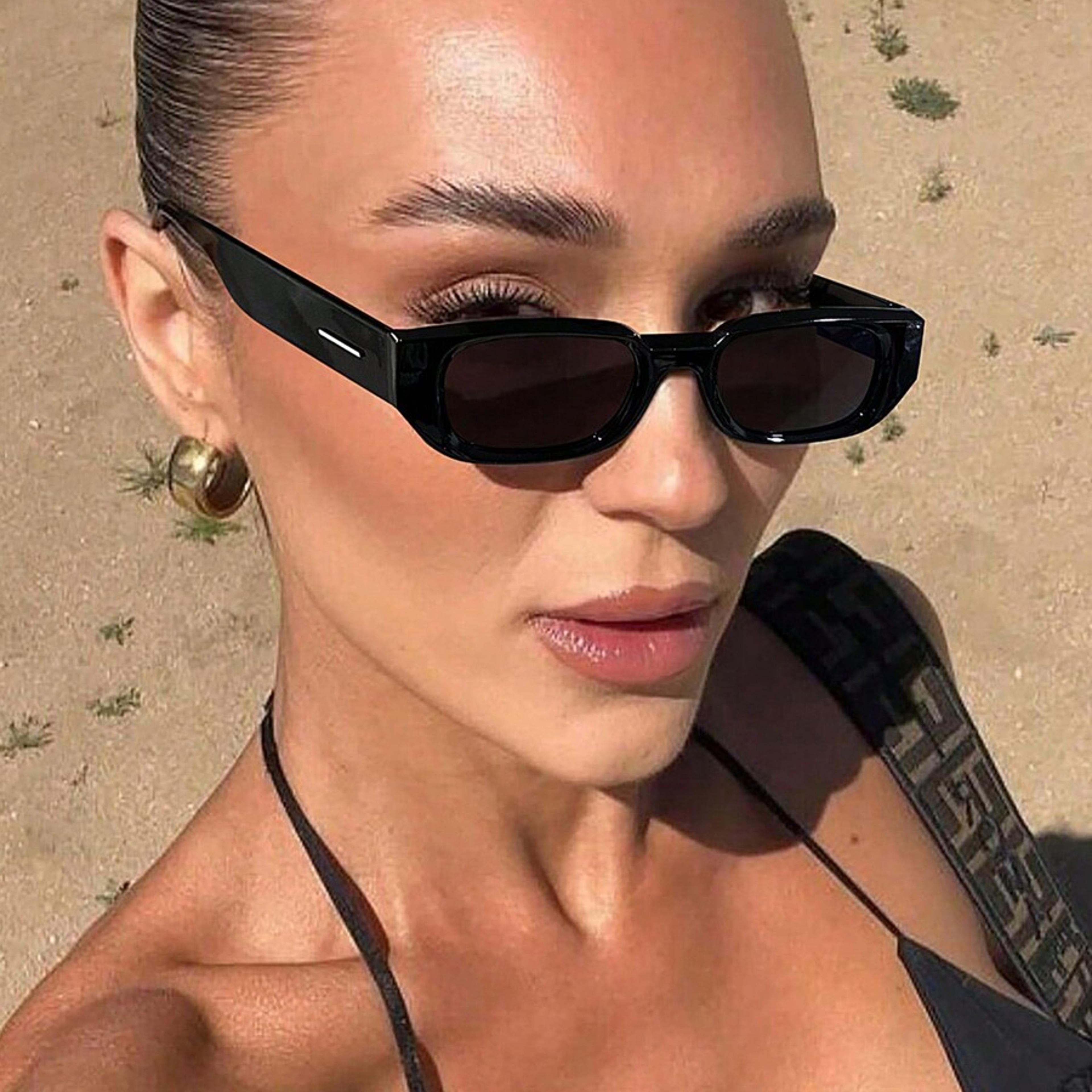 vintage rectangle uv designer sunglasses for women & men retro fashion eyewear