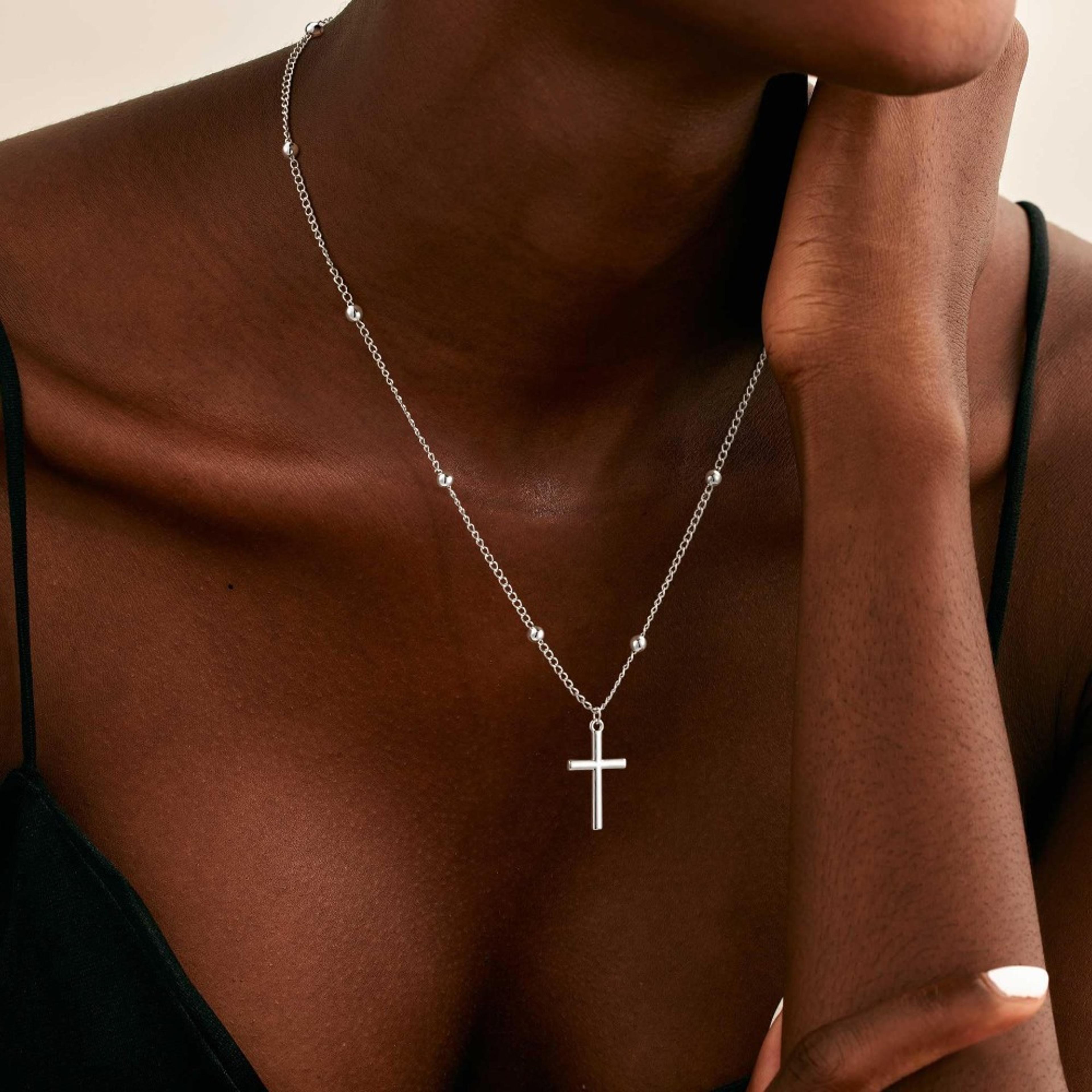 faith glow cross pendant necklace for women & men in gold or silver