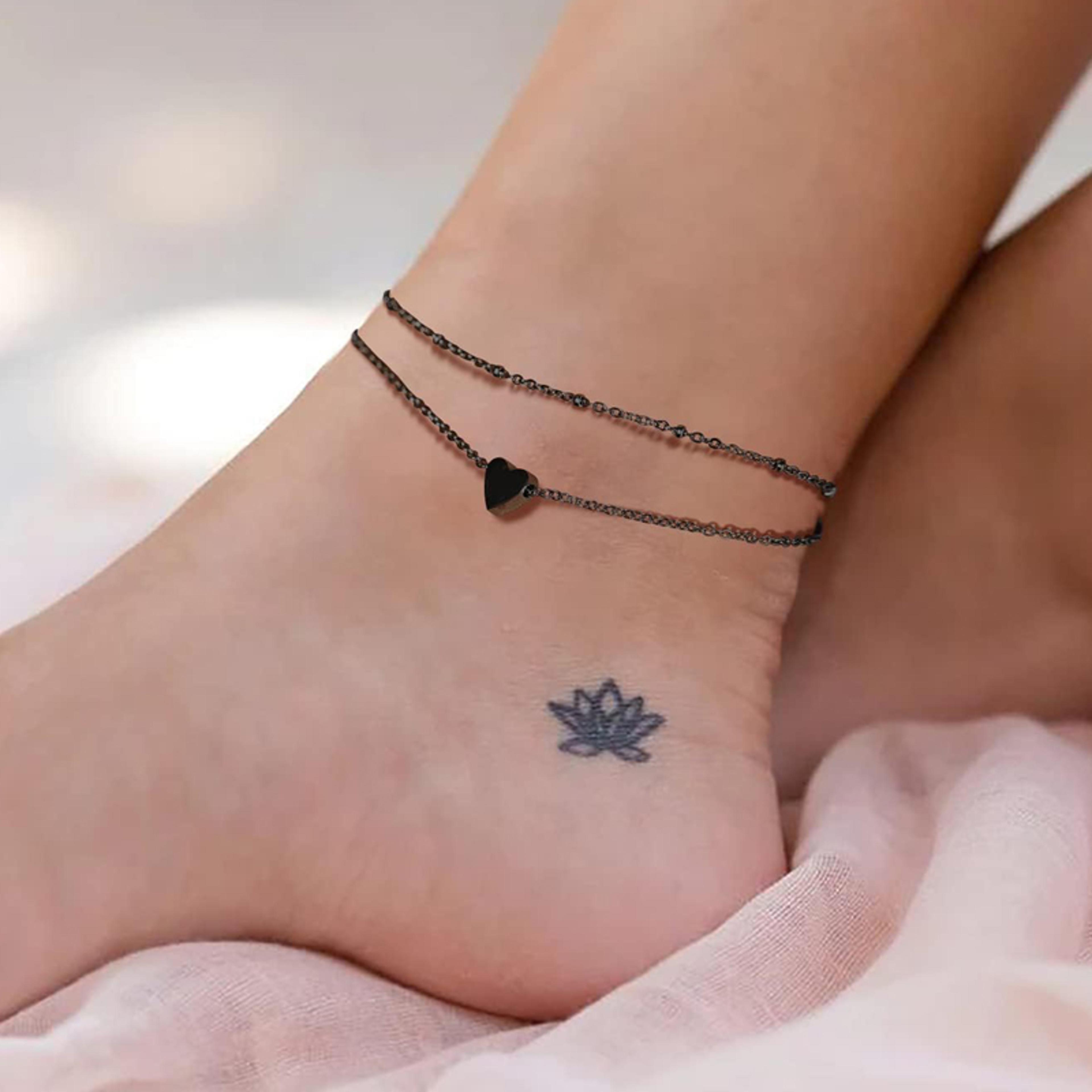double heart black anklet adjustable heart anklet bracelet for women & men