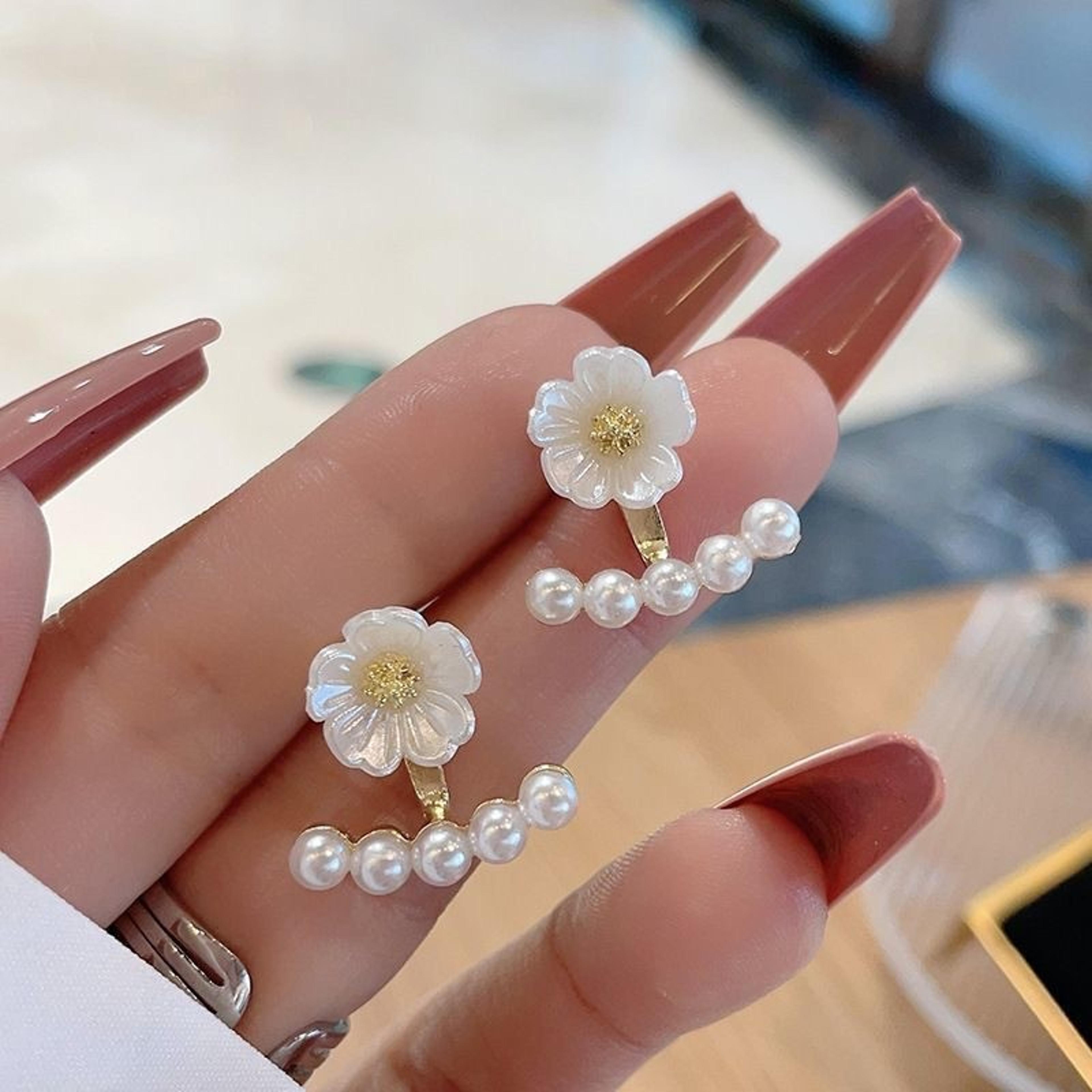 elegant pearl flower earrings for women floral drop faux pearl party jewelry