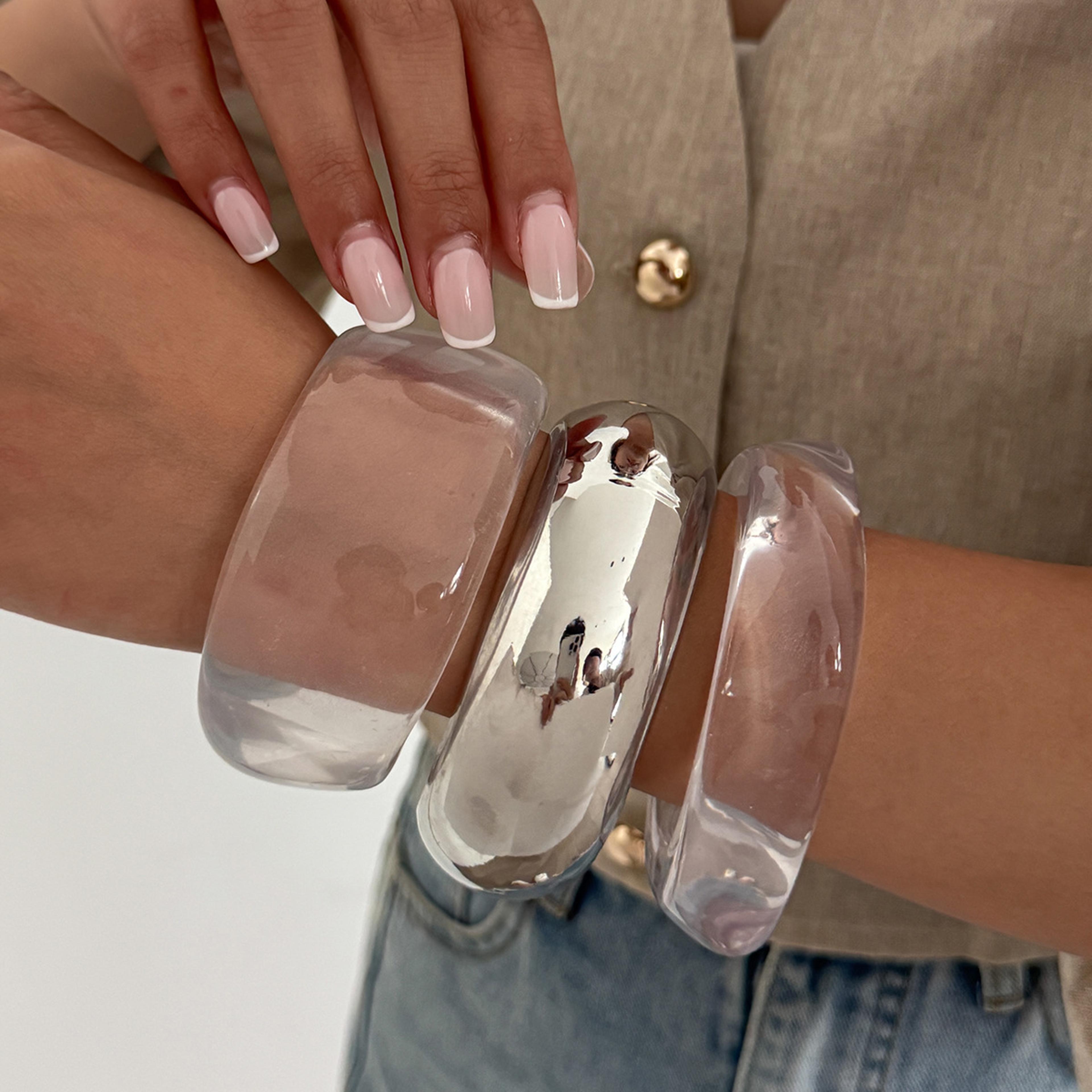 acrylic resin bangle geometric wide statement cuff bracelet for women & men