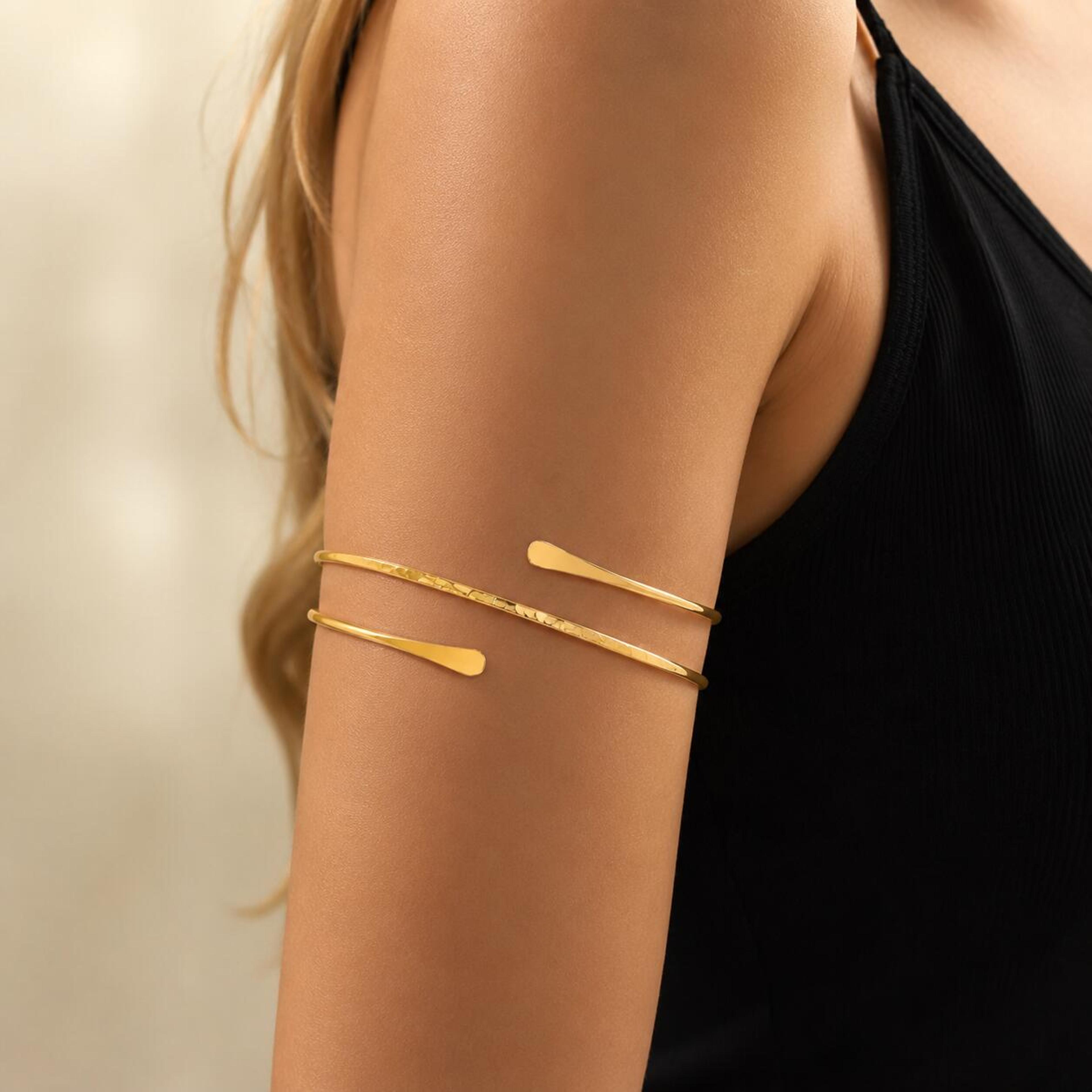 minimalist upper arm cuff bracelet adjustable gold arm cuff statement armlet for women