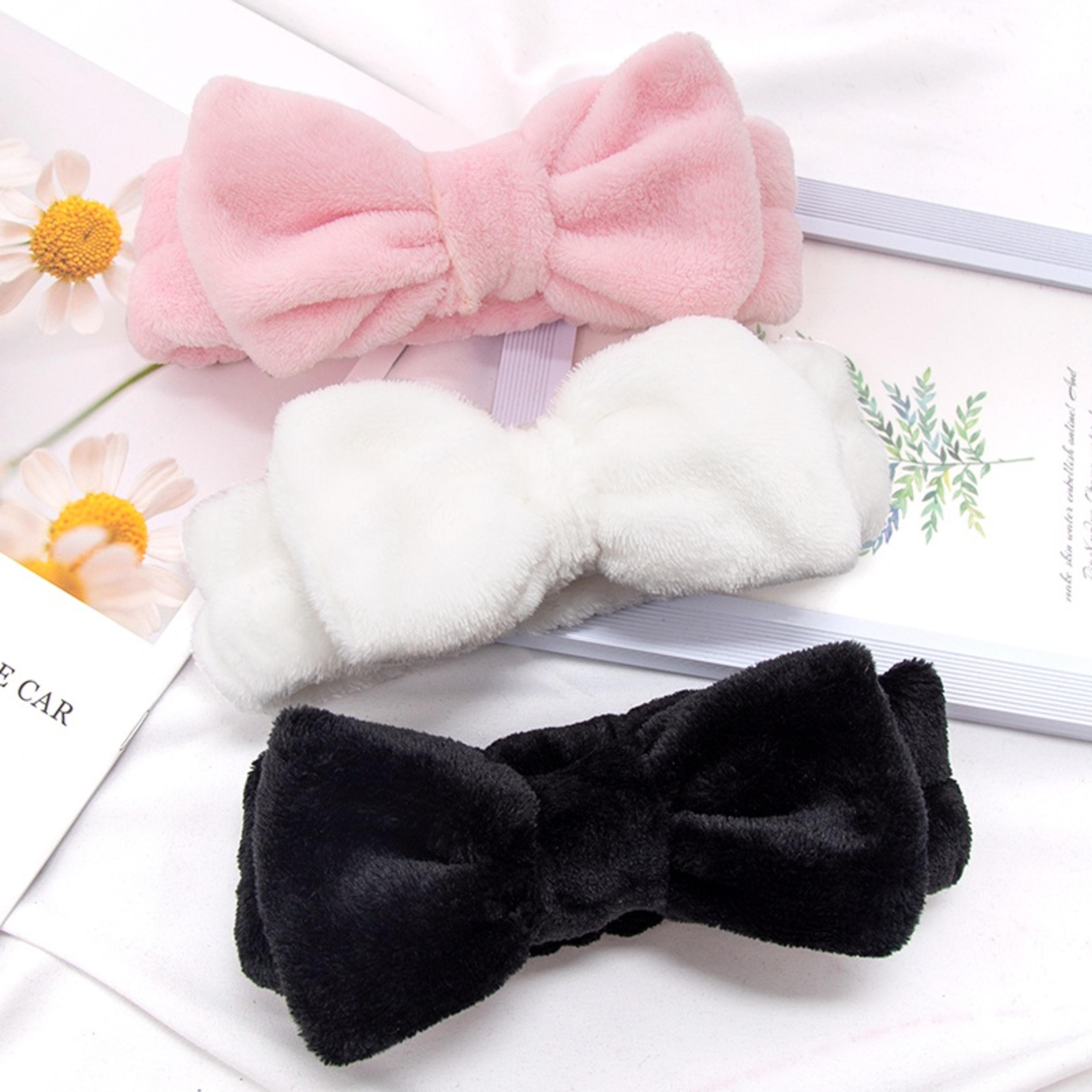 soft spa headband bow makeup hair band for face washing, skincare & yoga