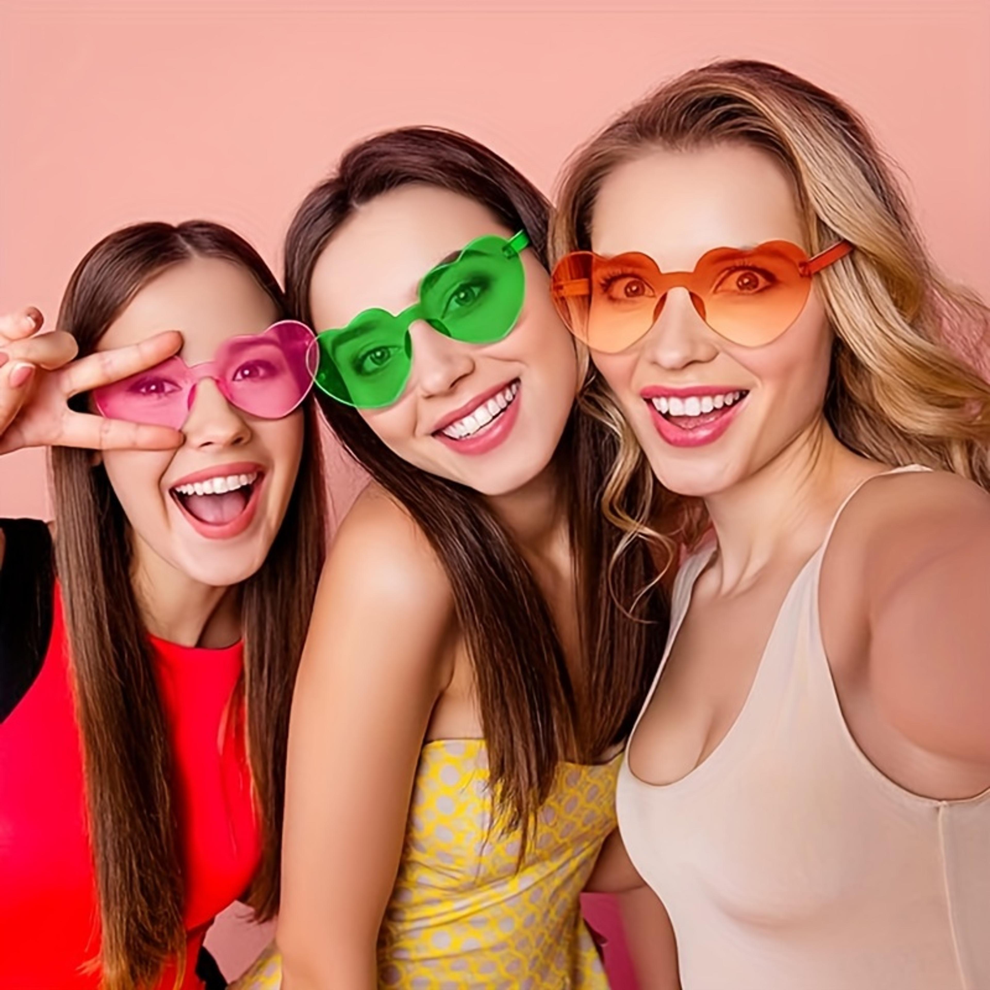 heart shaped sunglasses for women colorful rimless cat eye party glasses