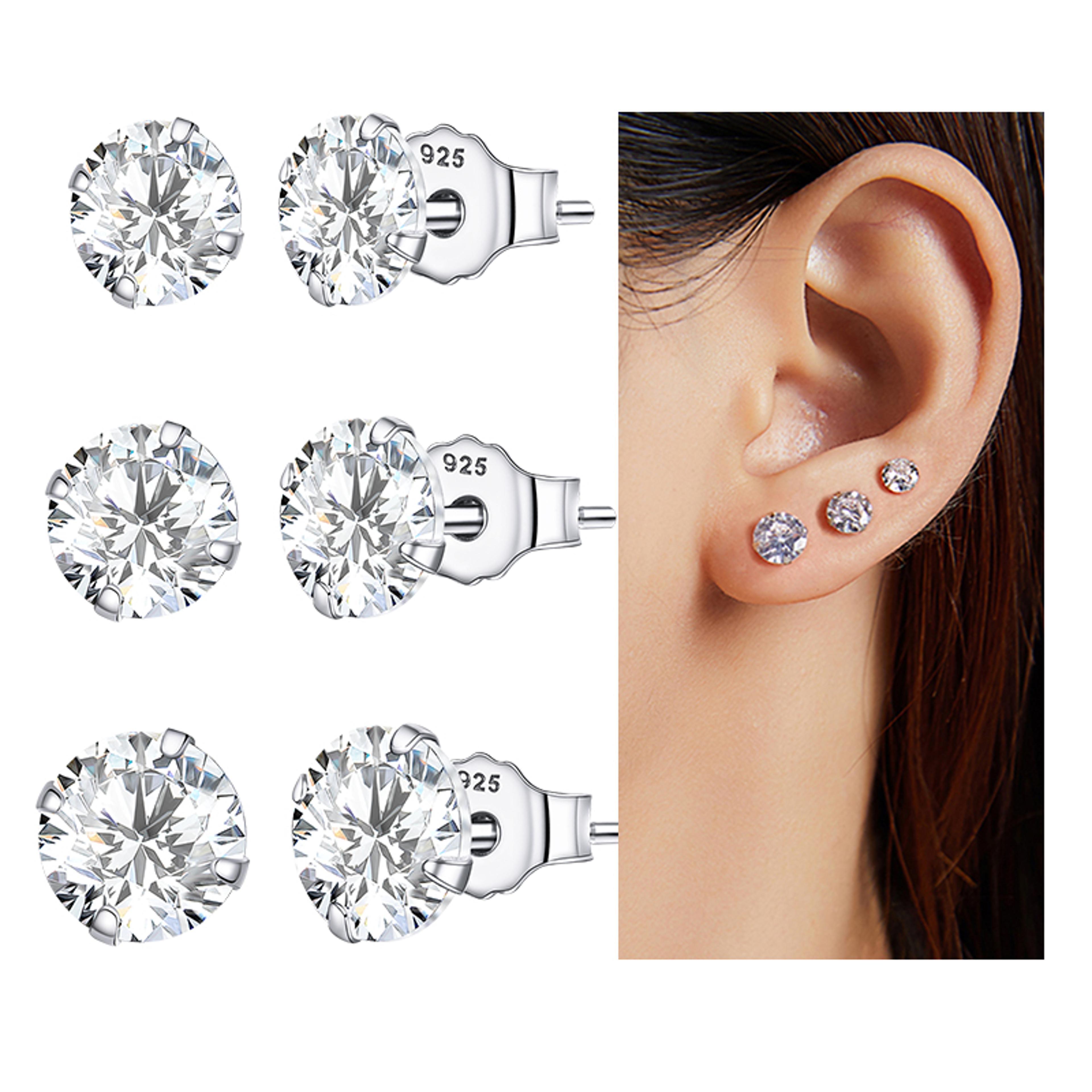 sterling silver stud earrings set with stones hypoallergenic minimalist jewelry