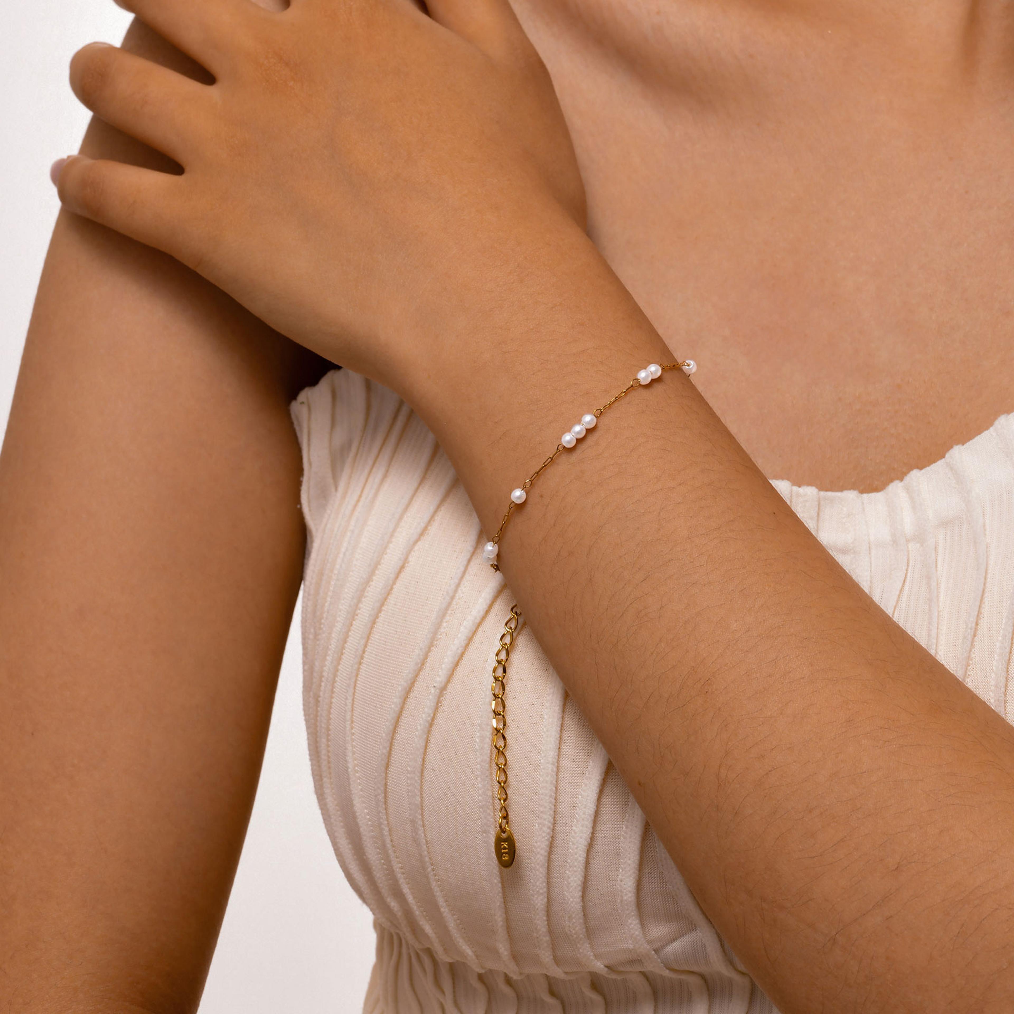 elegant pearl bracelet gold chain stainless steel bracelet for women