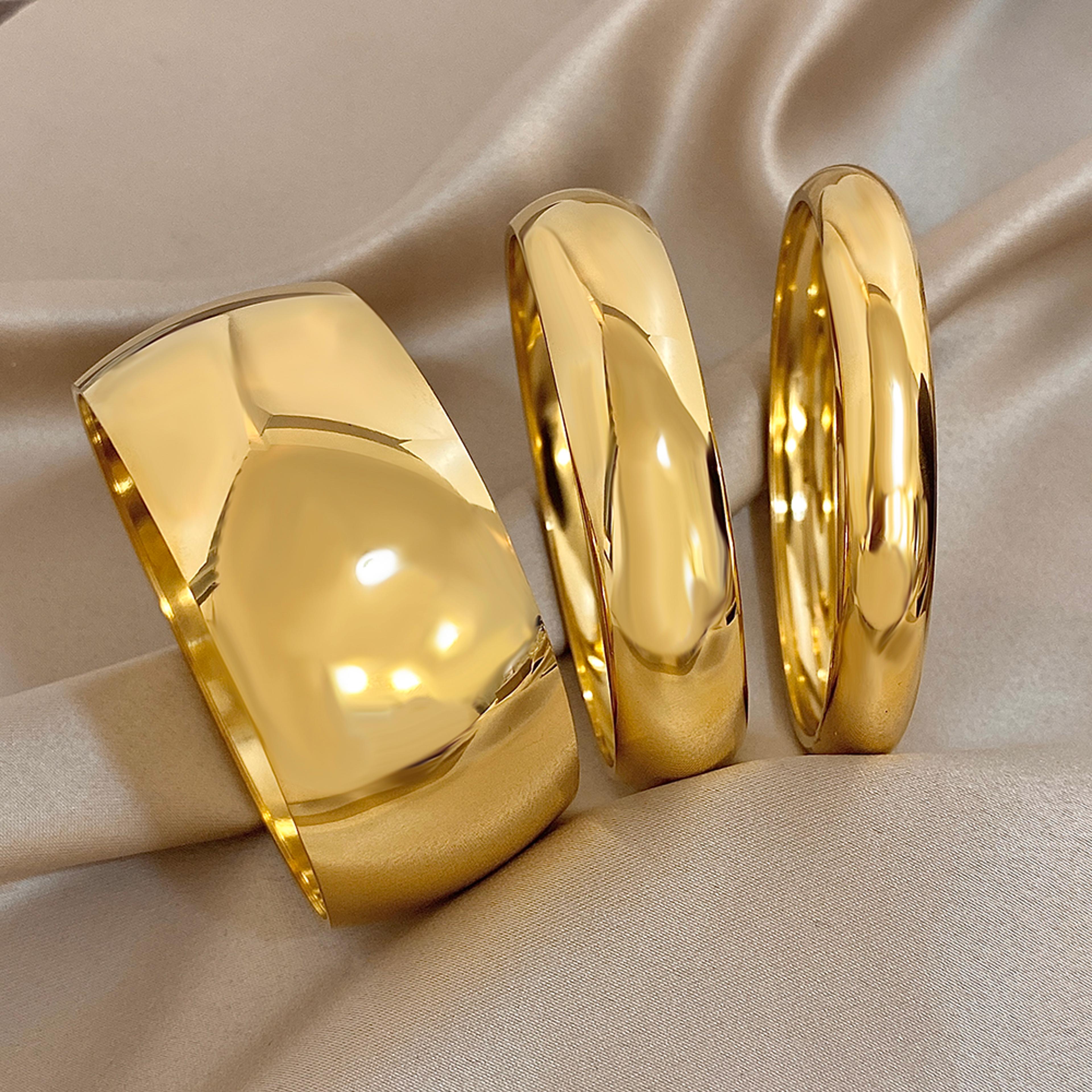 luxury gold cuff bracelet waterproof stainless steel chunky bangle for women & men
