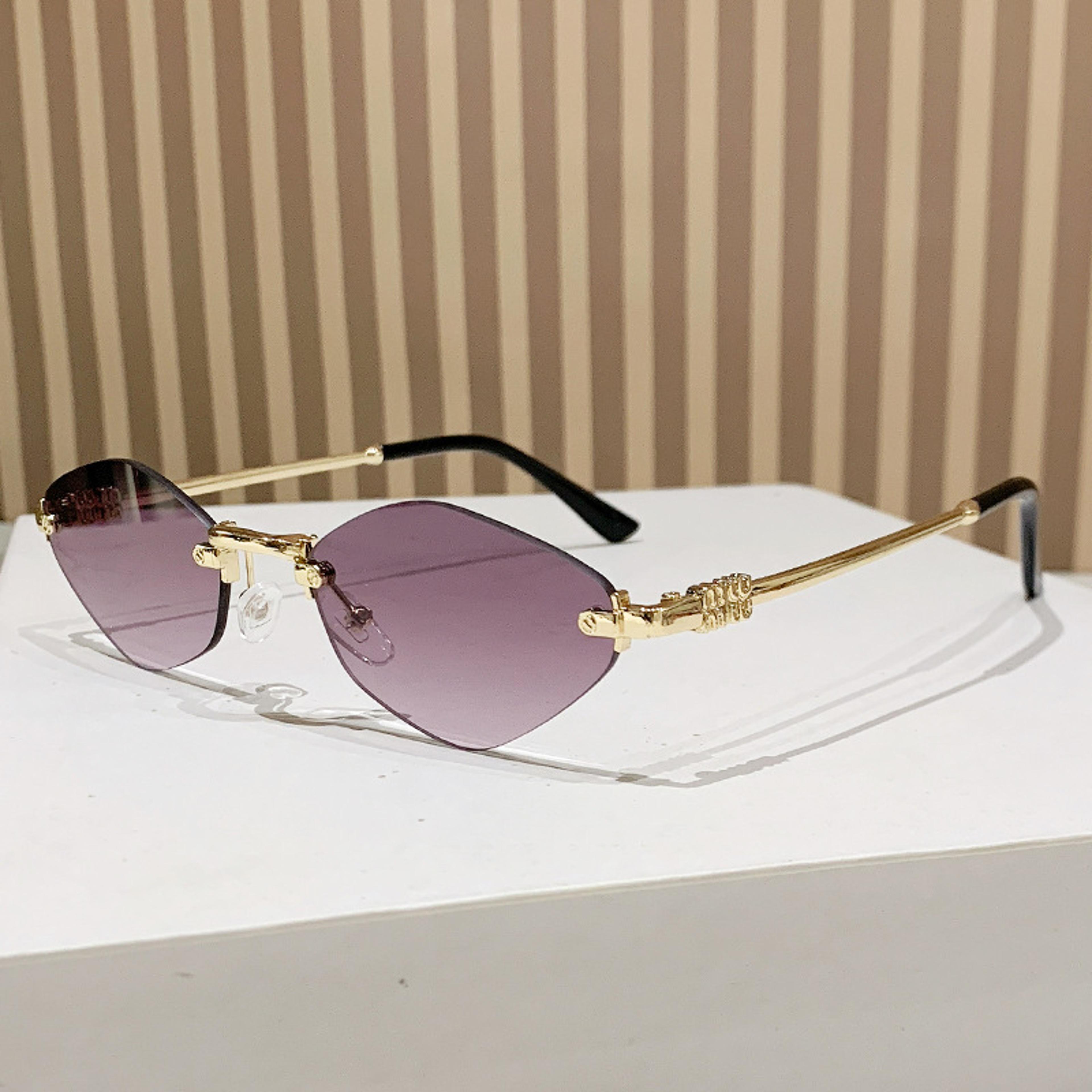 frameless diamond retro polygon sunglasses for women stylish small frame sunglasses