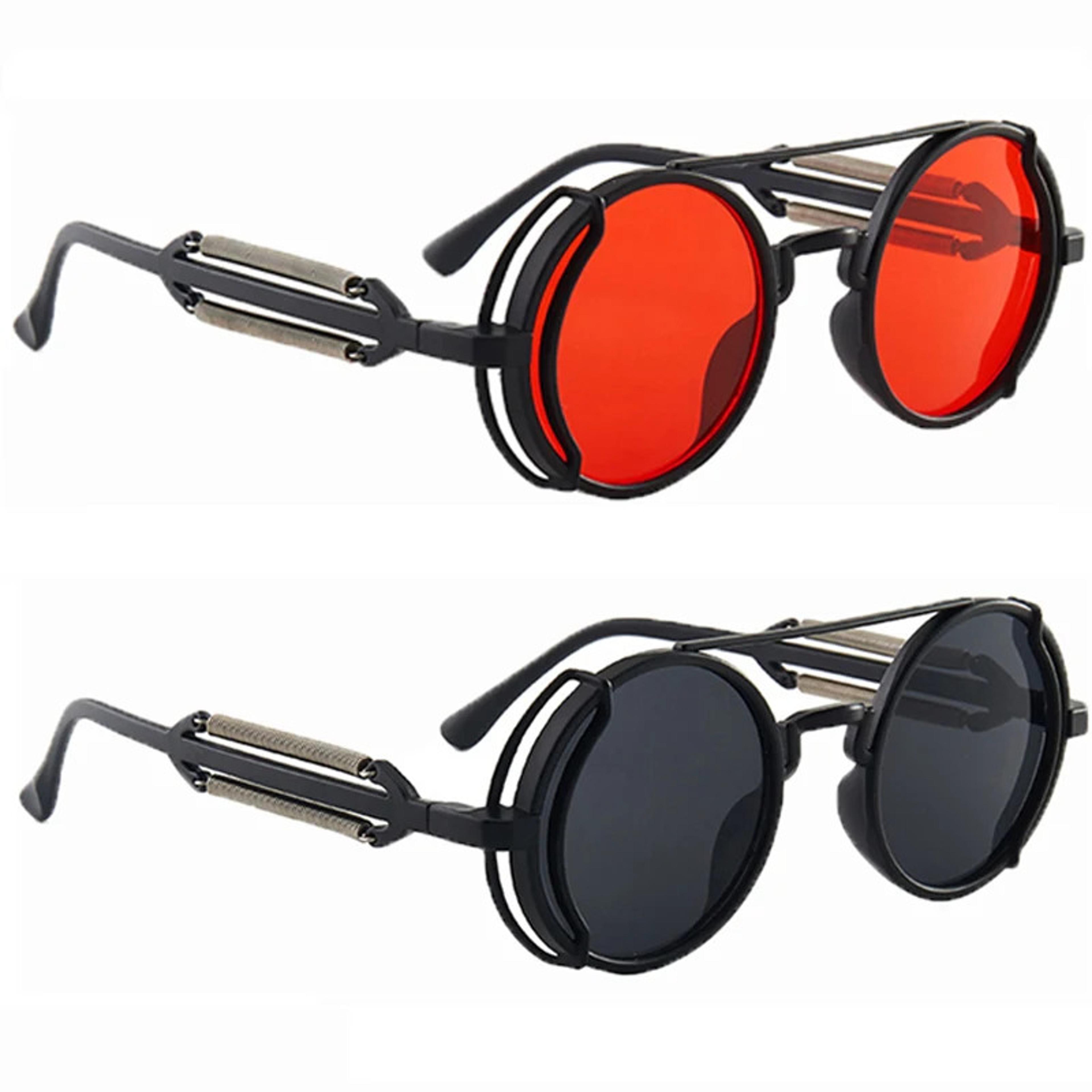 retro steampunk sunglasses uv round frame gothic eyewear for men & women