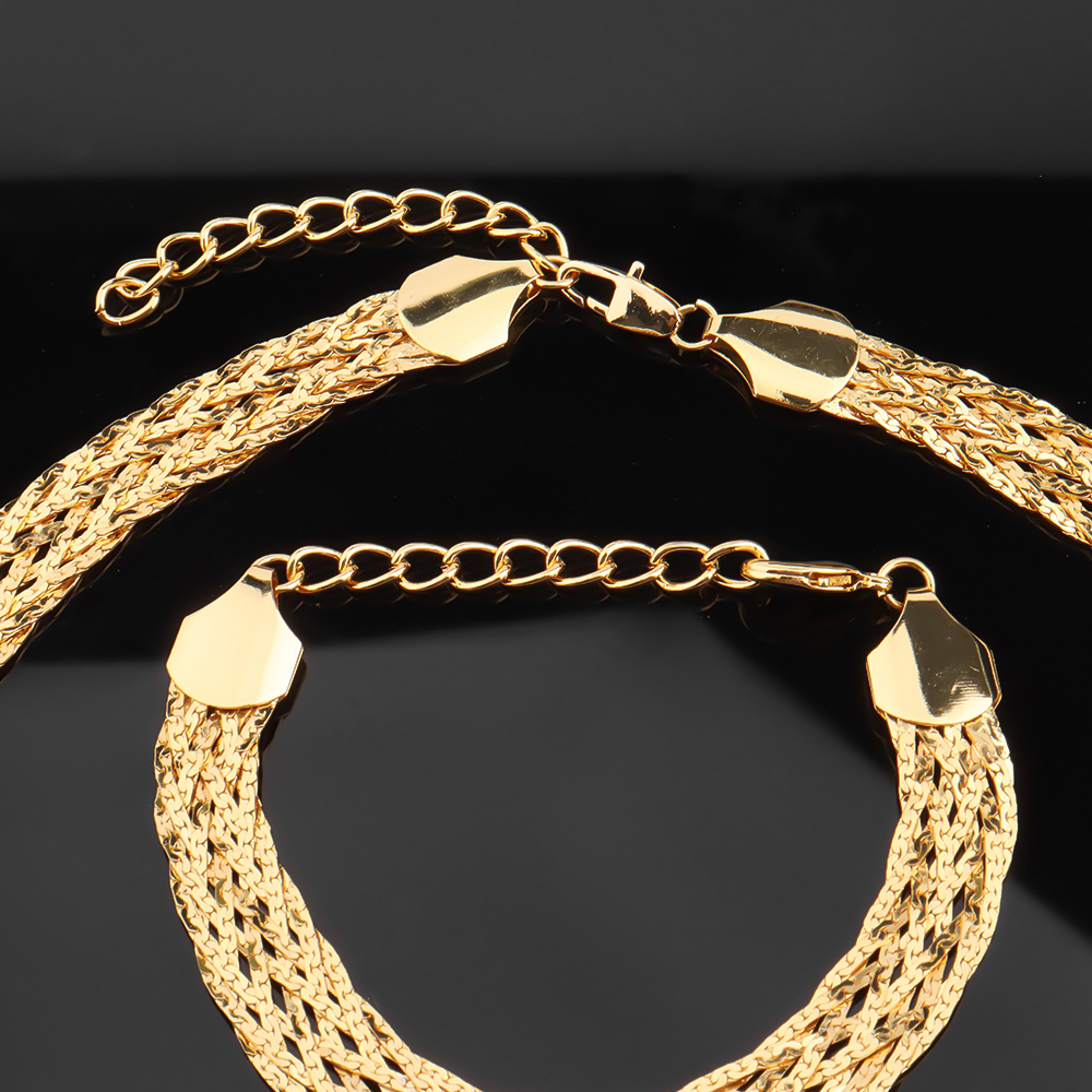 luxury gold jewelry set with hollow choker necklace & earrings for women