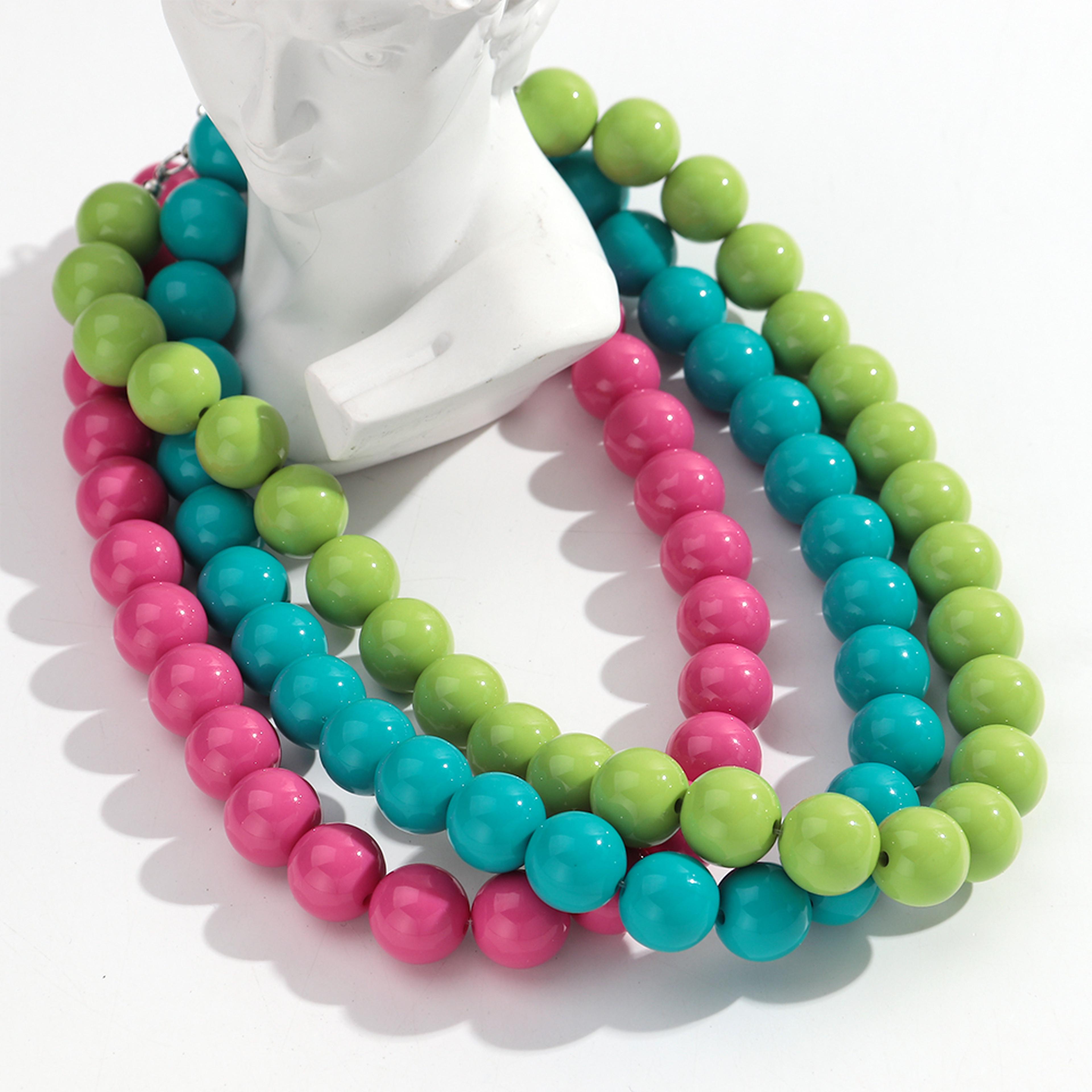 colorful acrylic ball statement necklace handmade bead necklace choker