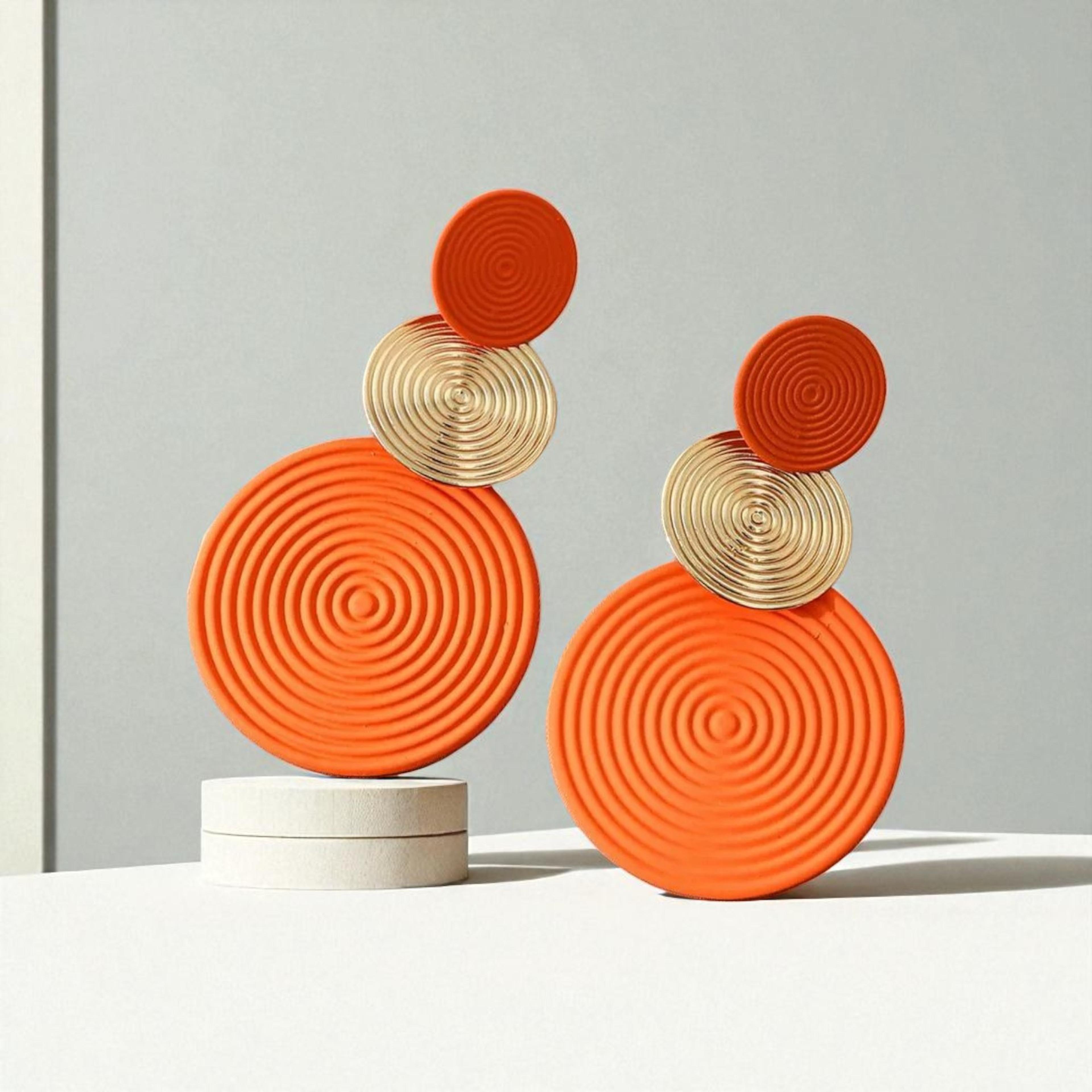 statement dangle earrings with triple circle design for women geometric fashion drop earrings