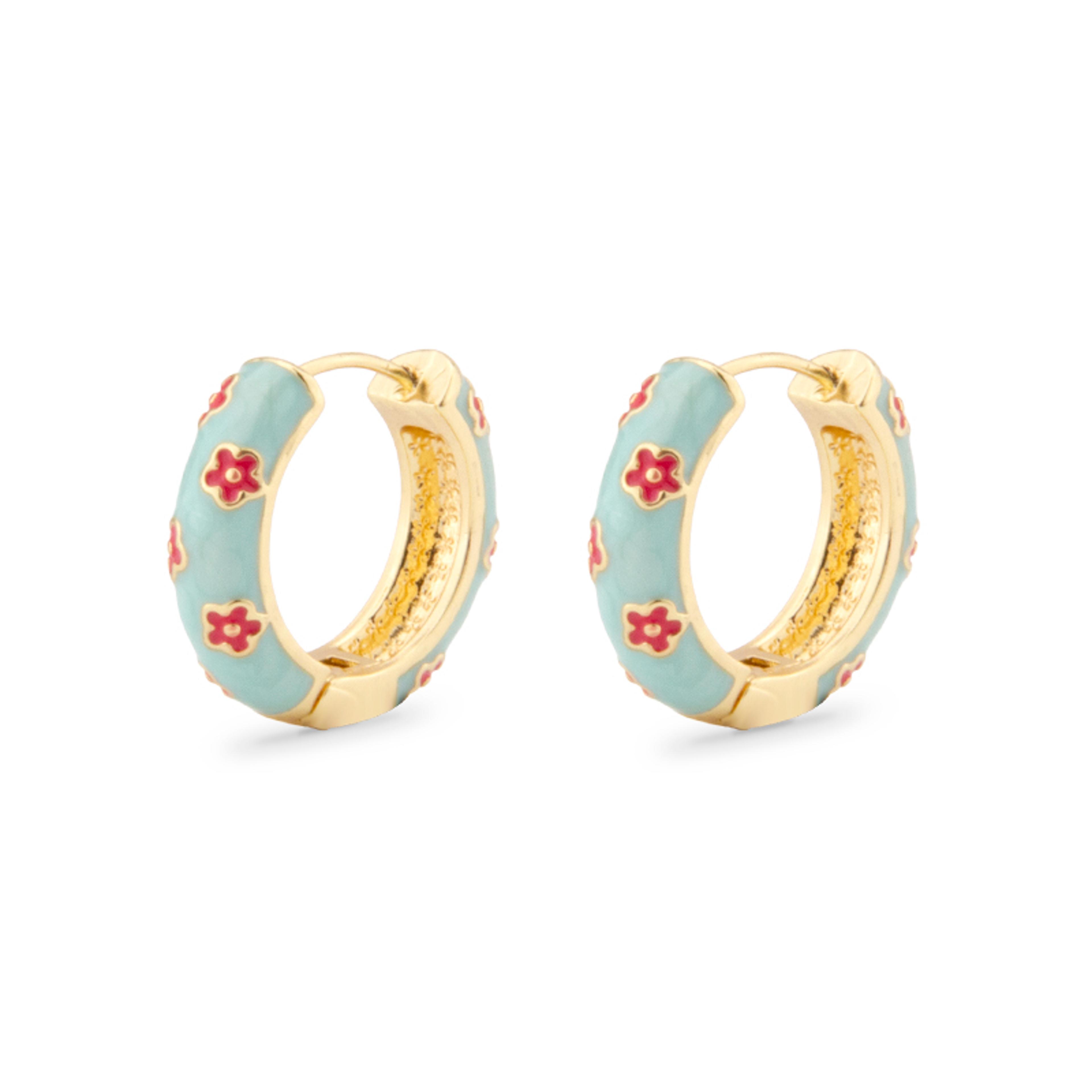bohemian floral hoop earrings for women with enamel cloisonne design