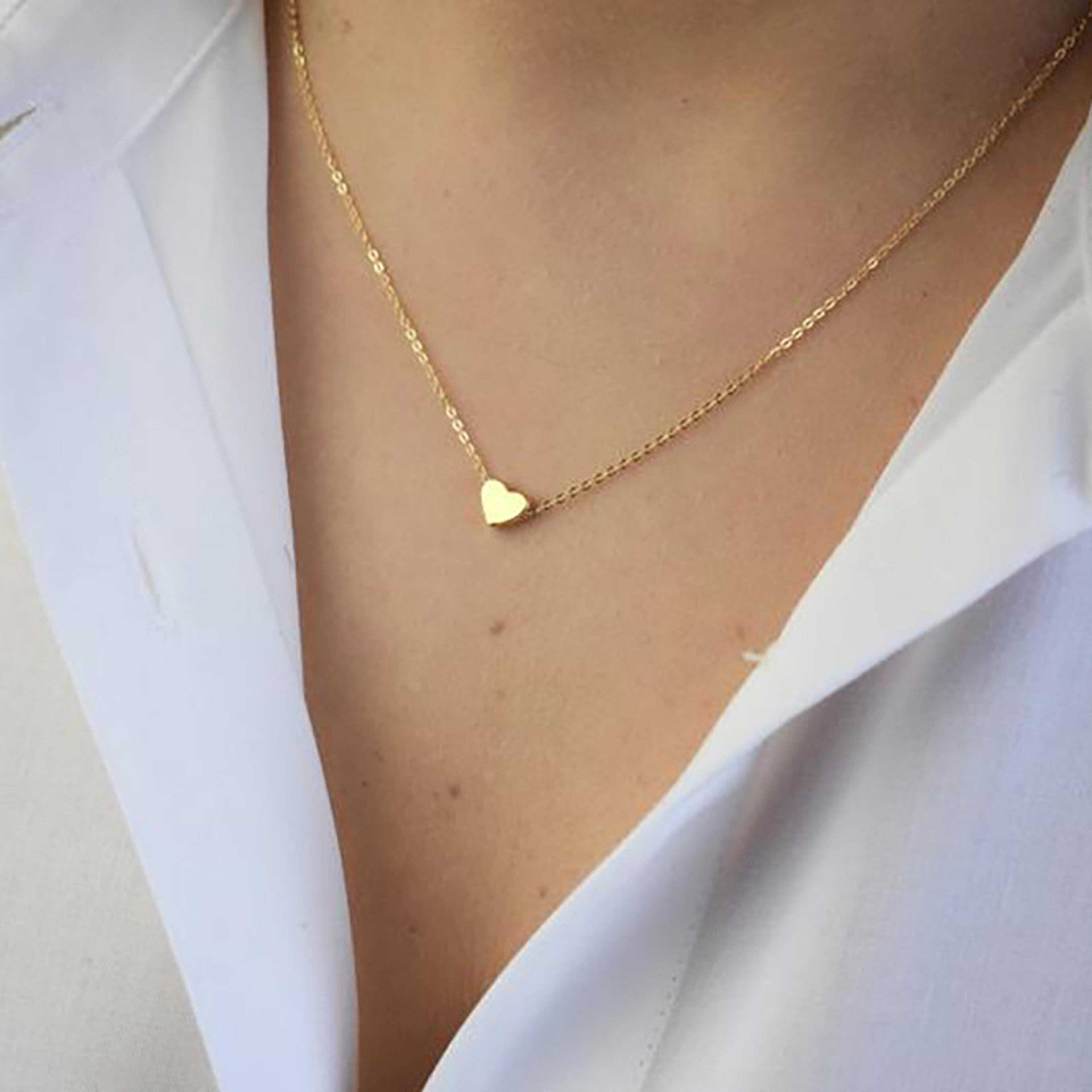 minimalist heart love necklace for women dainty clavicle chain jewelry