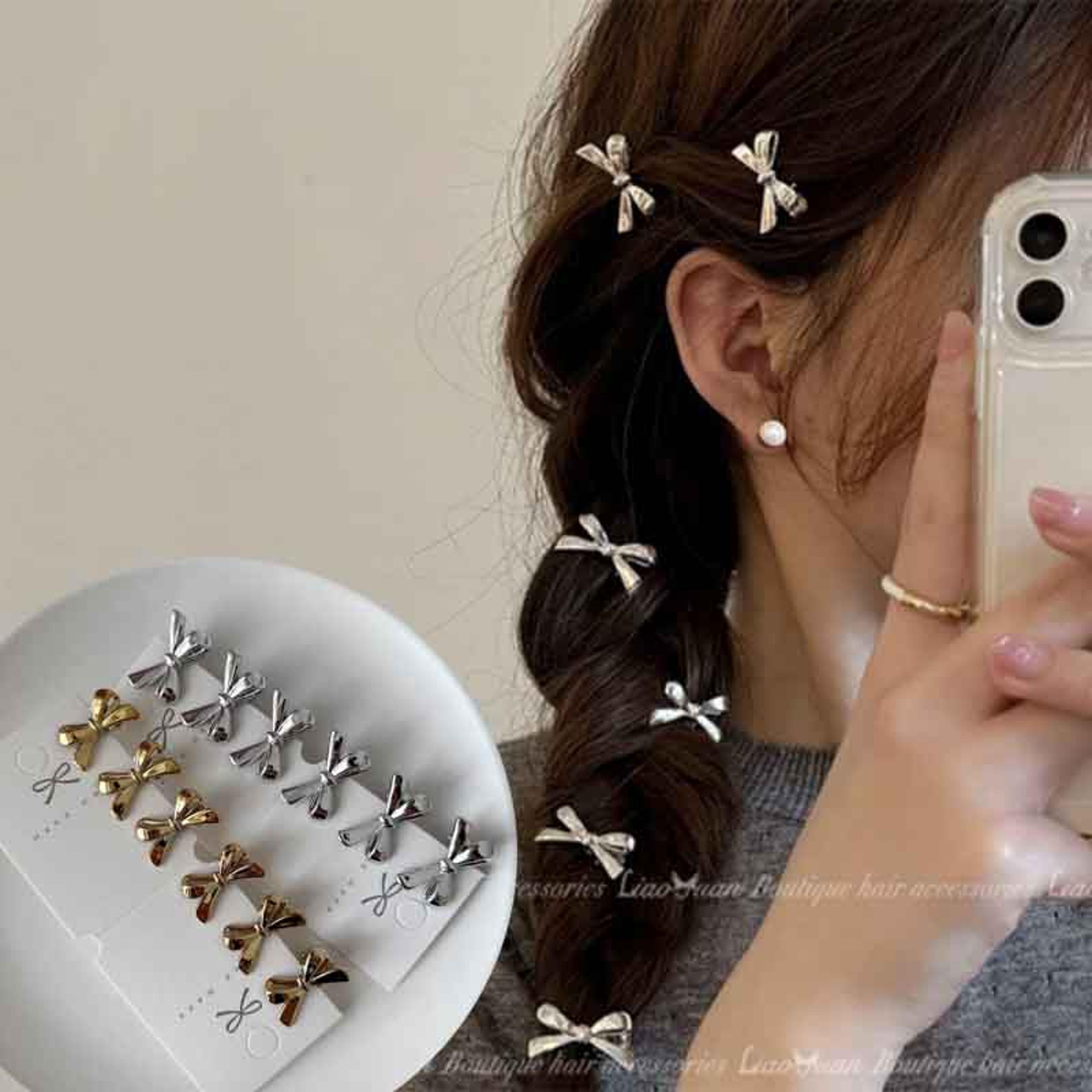 bow hair clips set elegant gold mini hair clips for bangs & everyday styling