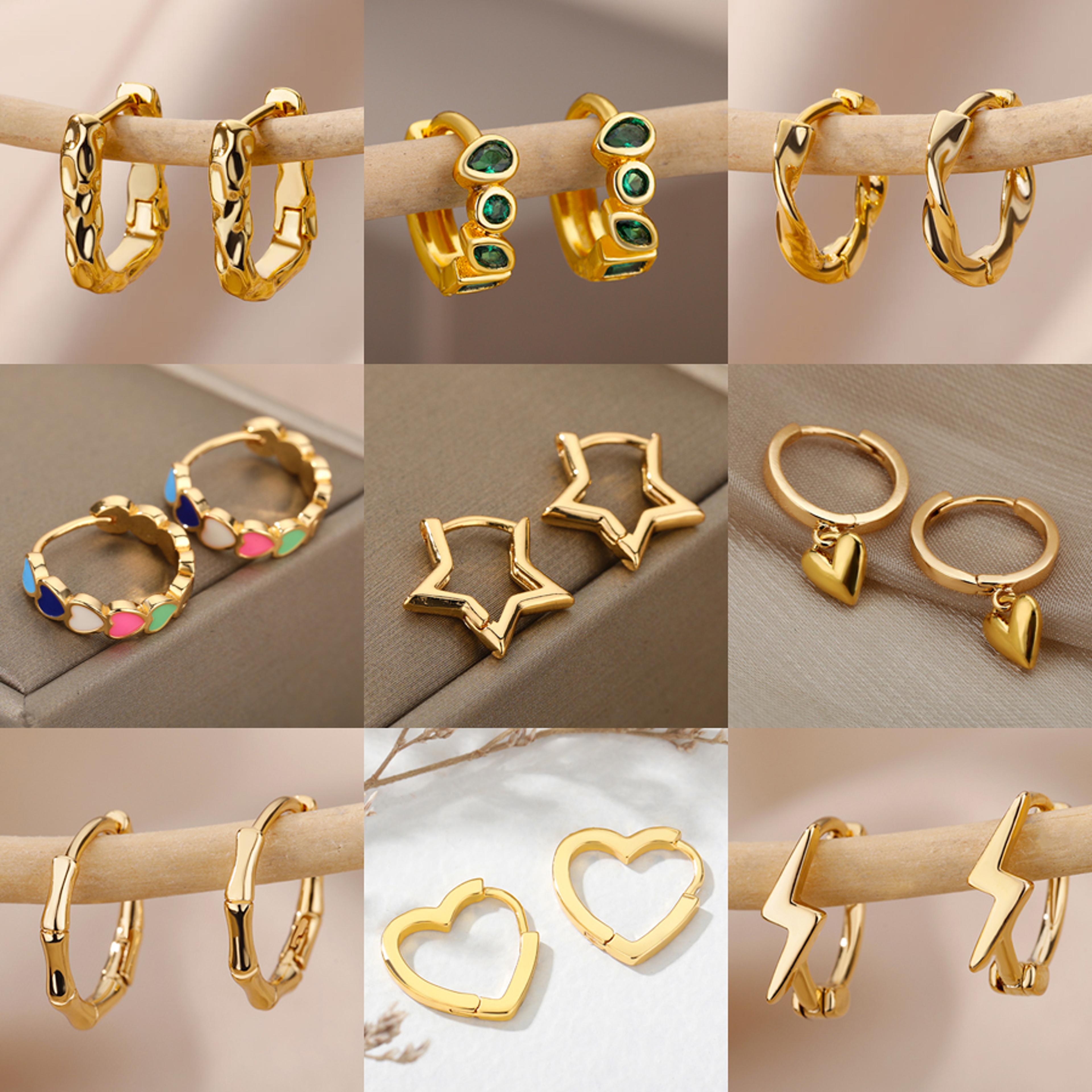 luxury star hoop earrings for women stainless steel earrings with minimalist style