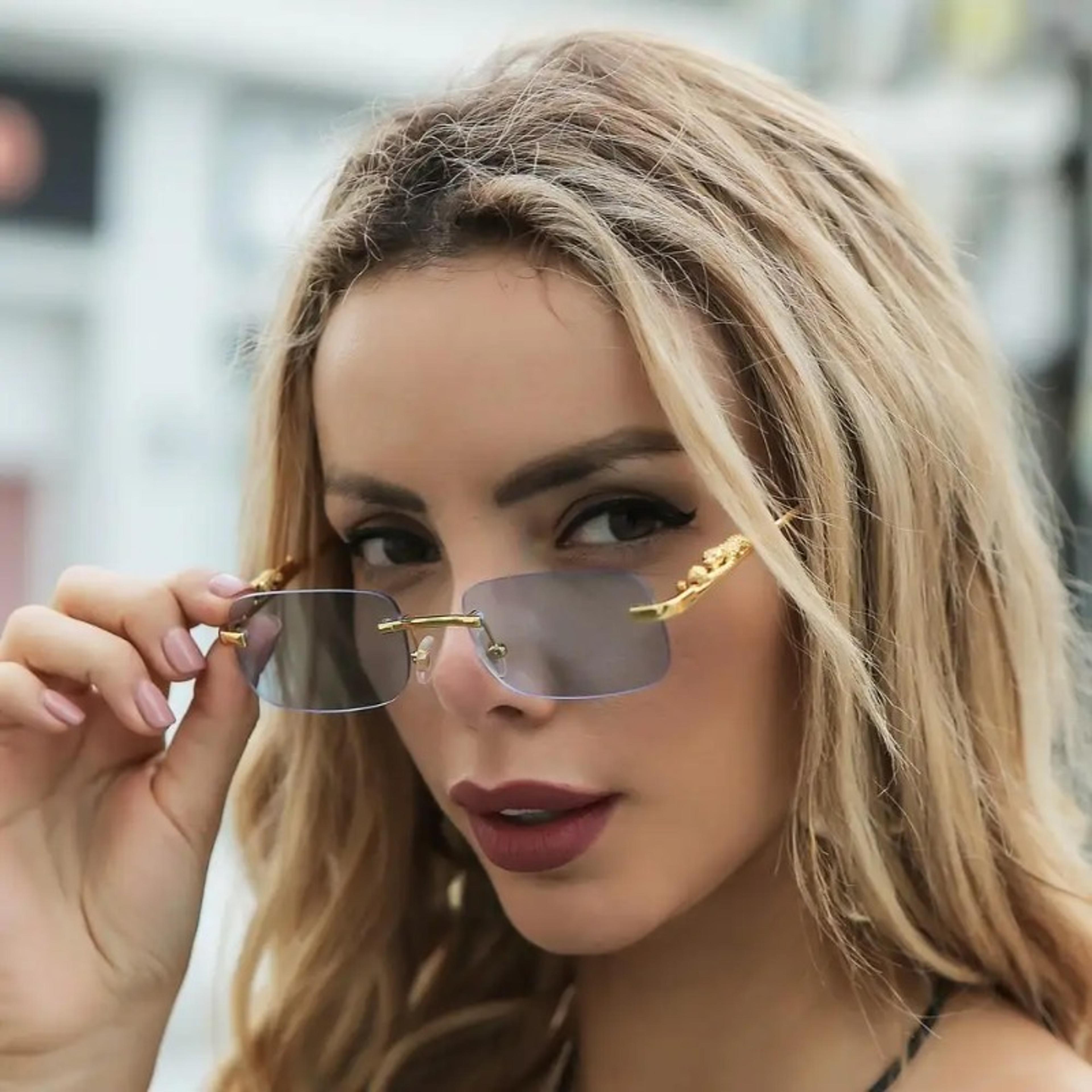 luxury rimless square sunglasses uv designer driving shades for men & women