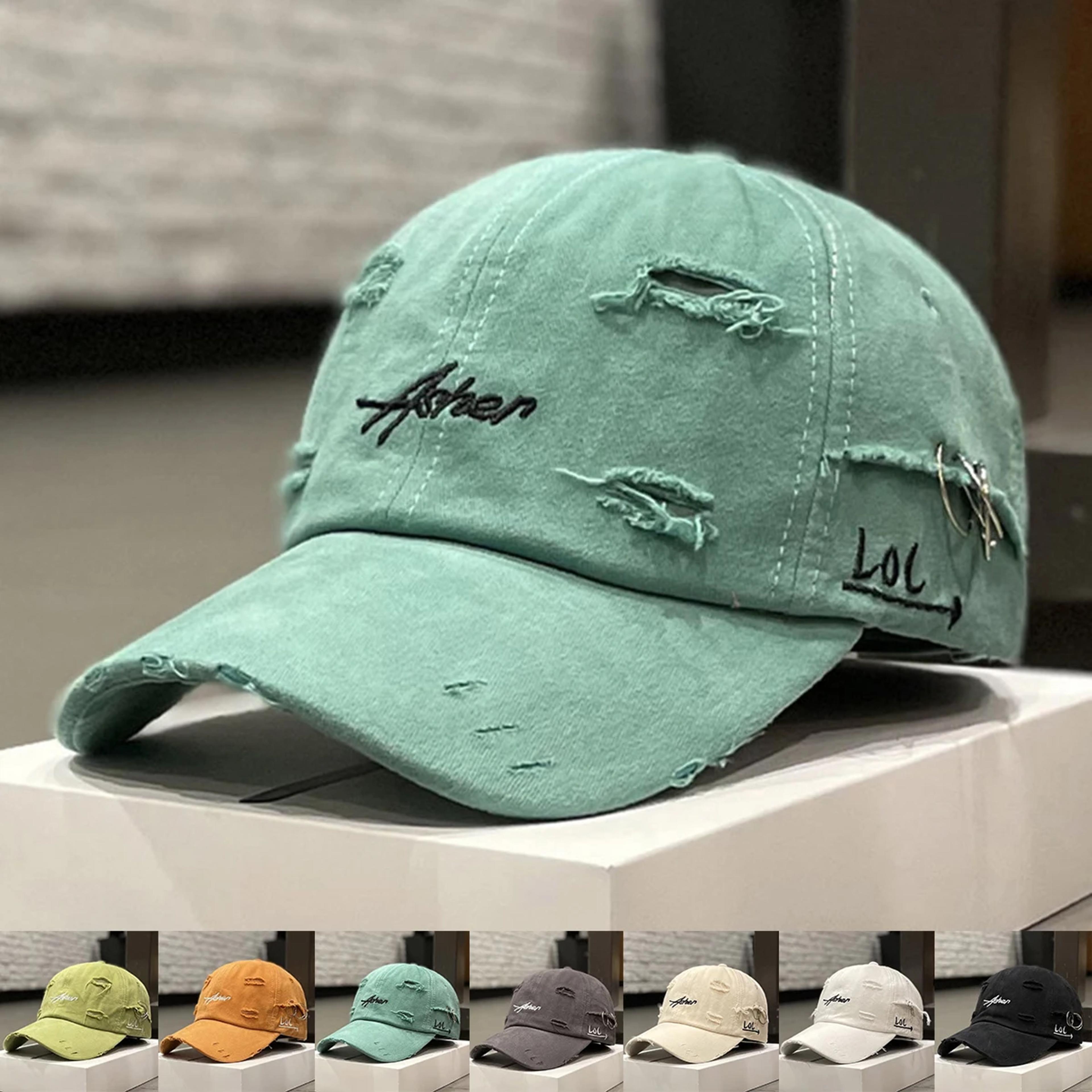 asher baseball cap with embroidery & iron ring adjustable unisex sun protection hat