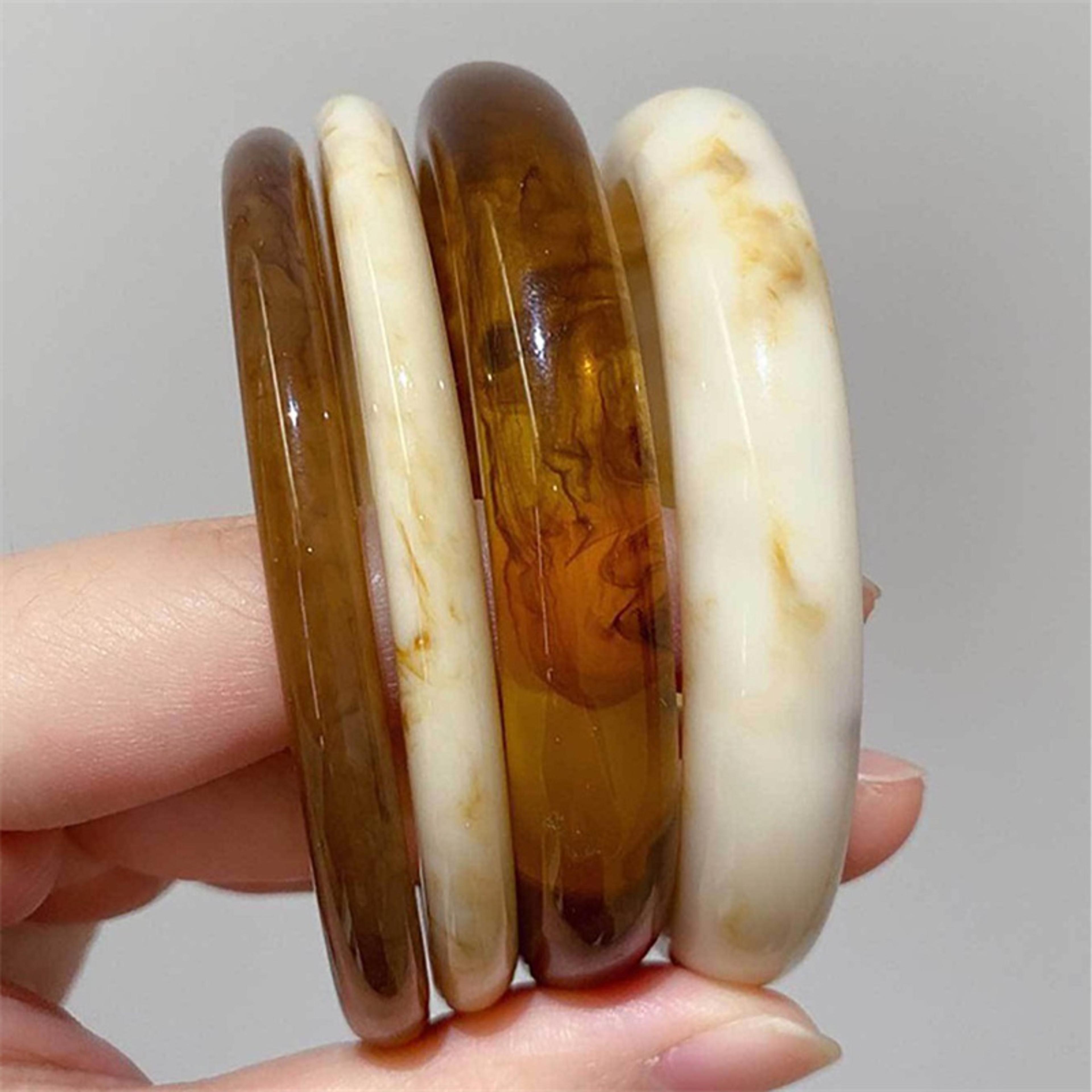 minimalist acrylic resin bracelet geometric marble cuff bangle for women