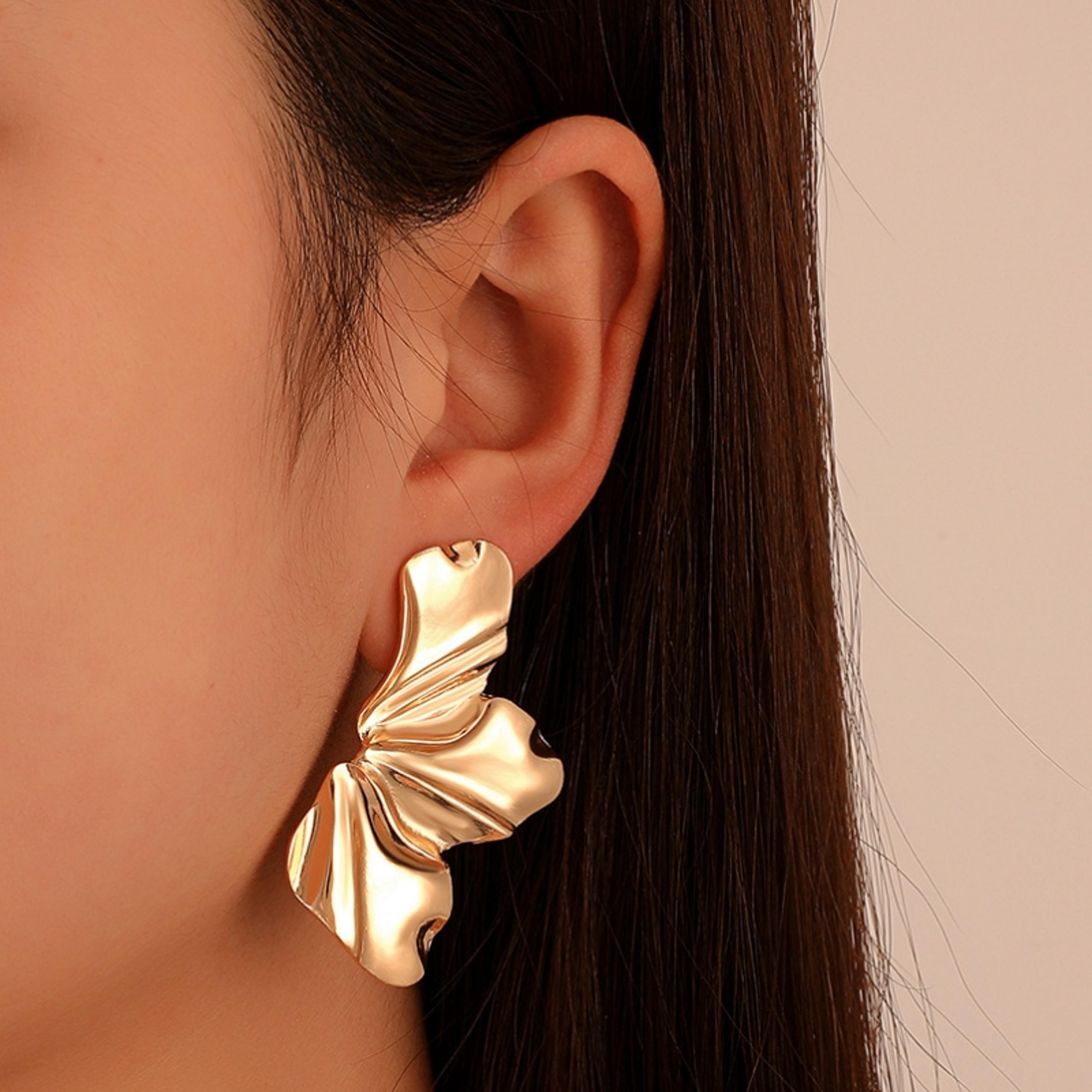 irregular gold dangle earrings for women modern statement punk jewelry