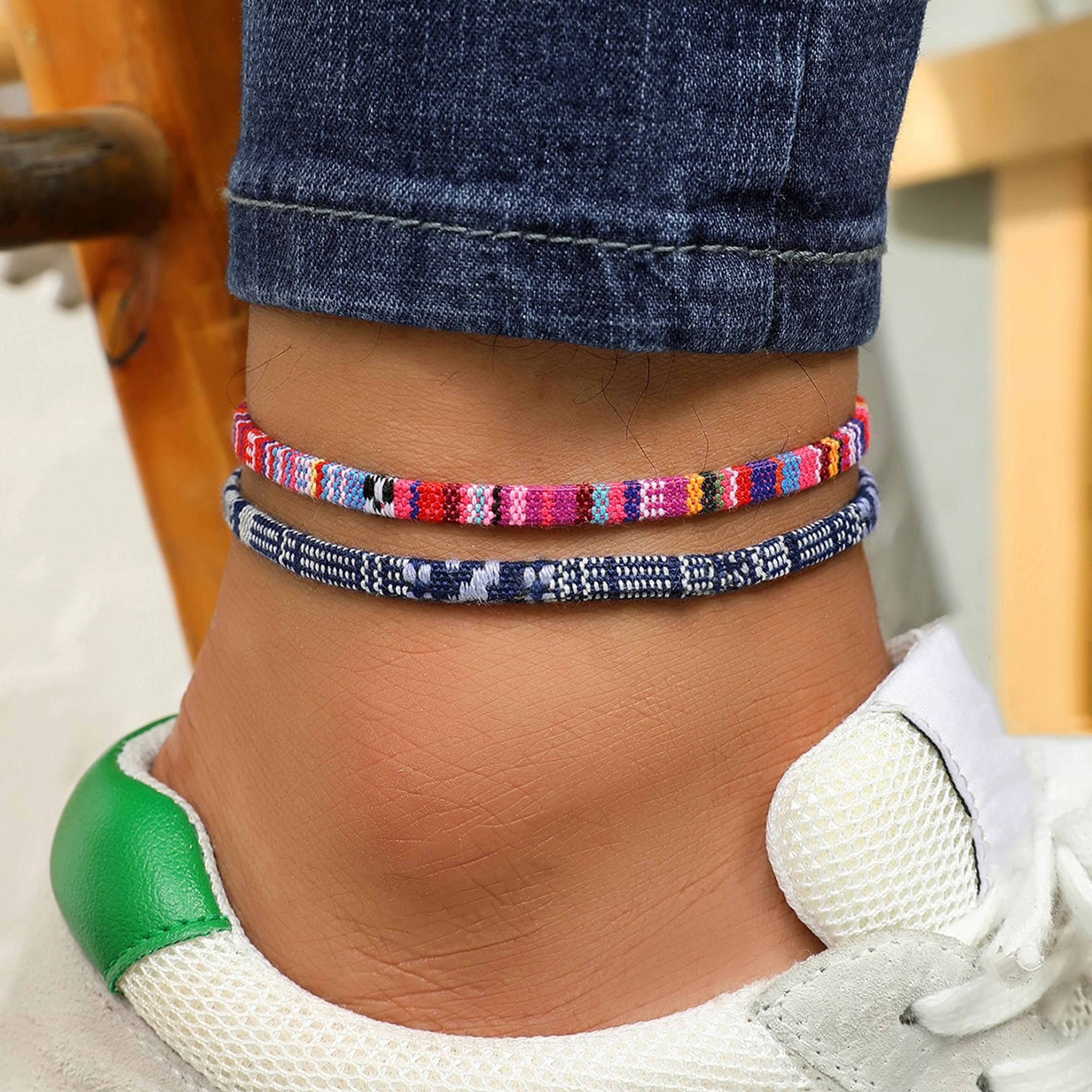 boho beach anklet set for women & men handmade waterproof surfer anklets