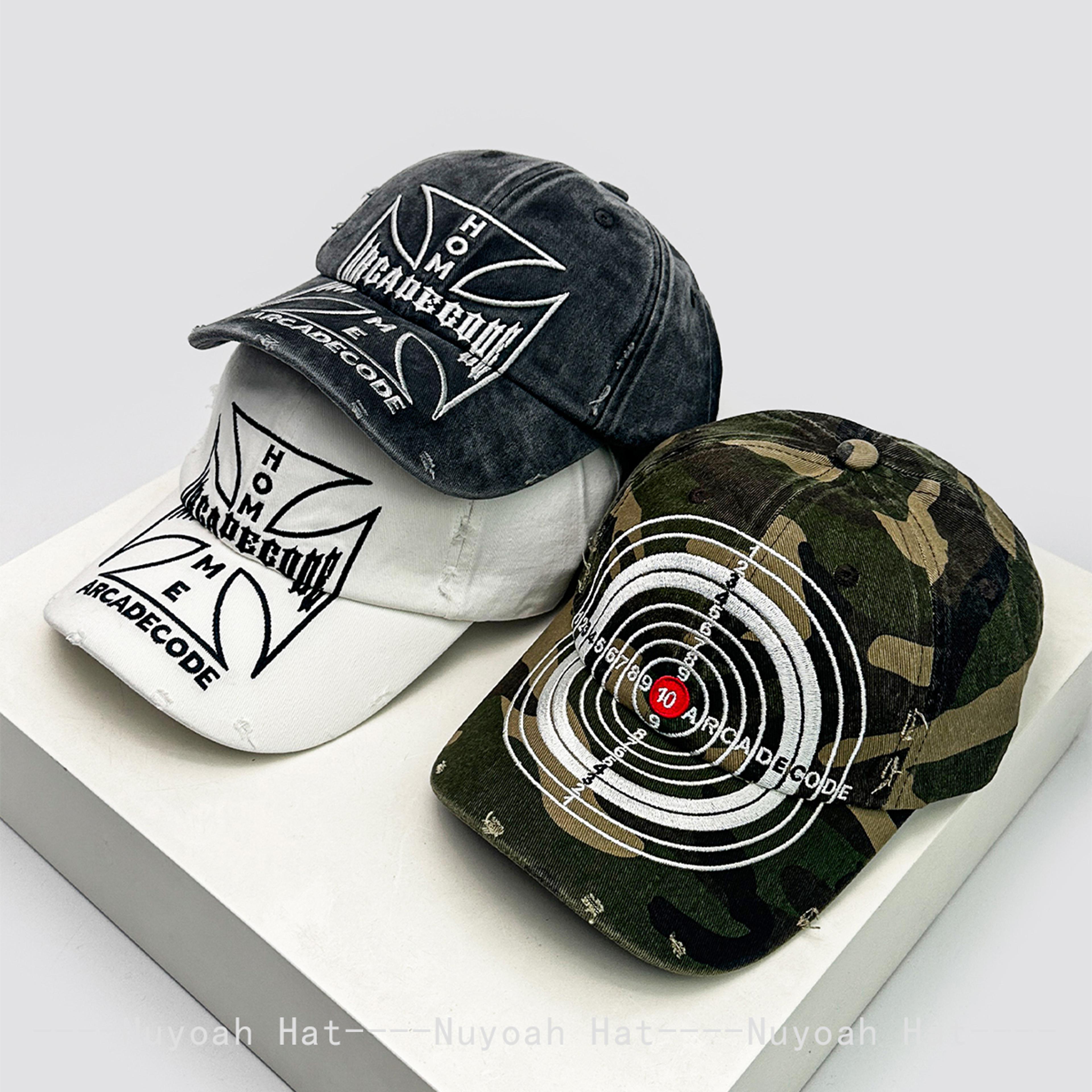 vintage baseball cap with cross embroidery distressed streetwear cap for men & women
